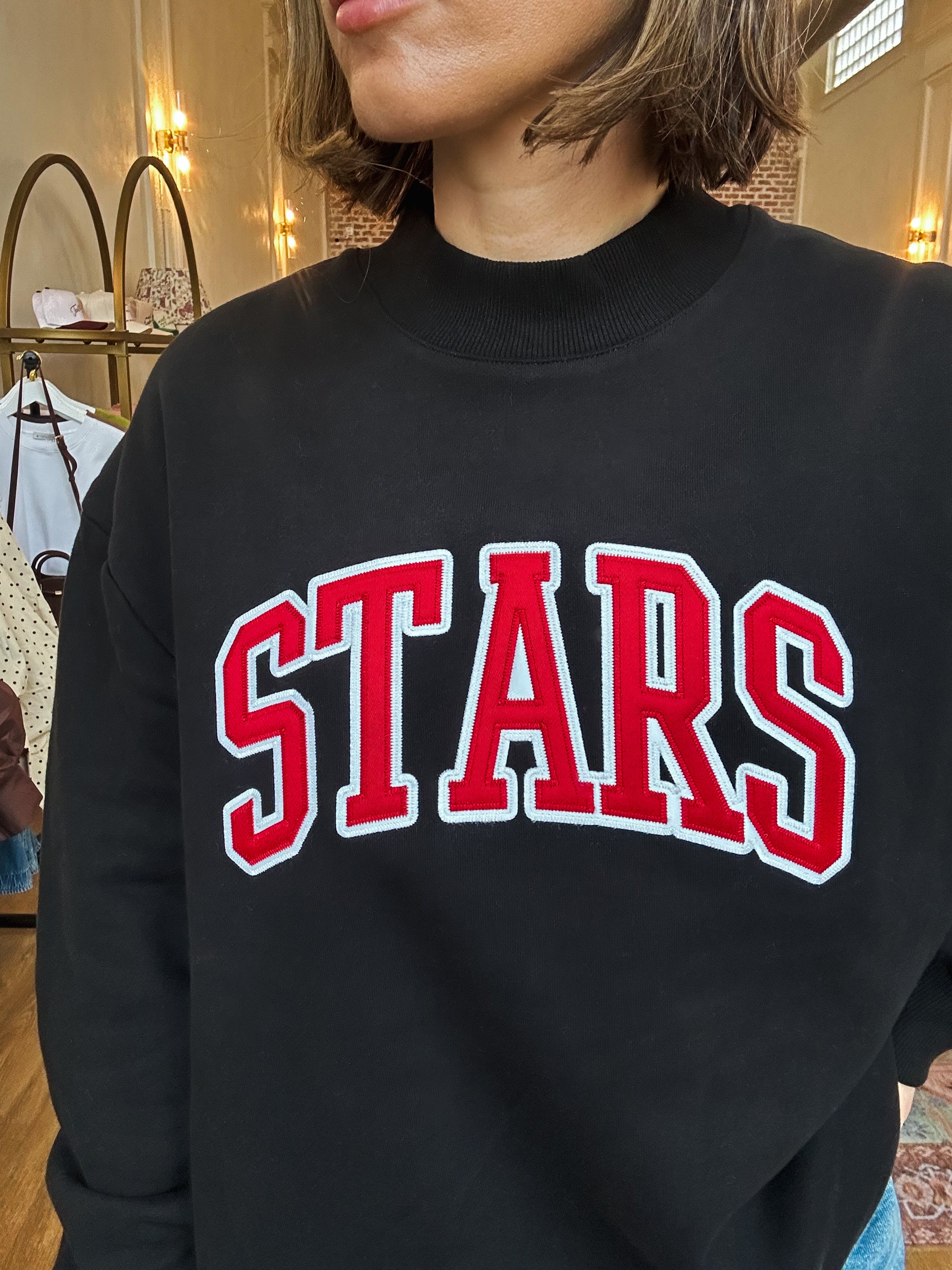 Stars Mock Neck - Black/Red