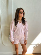 Polo V Neck Sweatshirt - Sugar Lilac