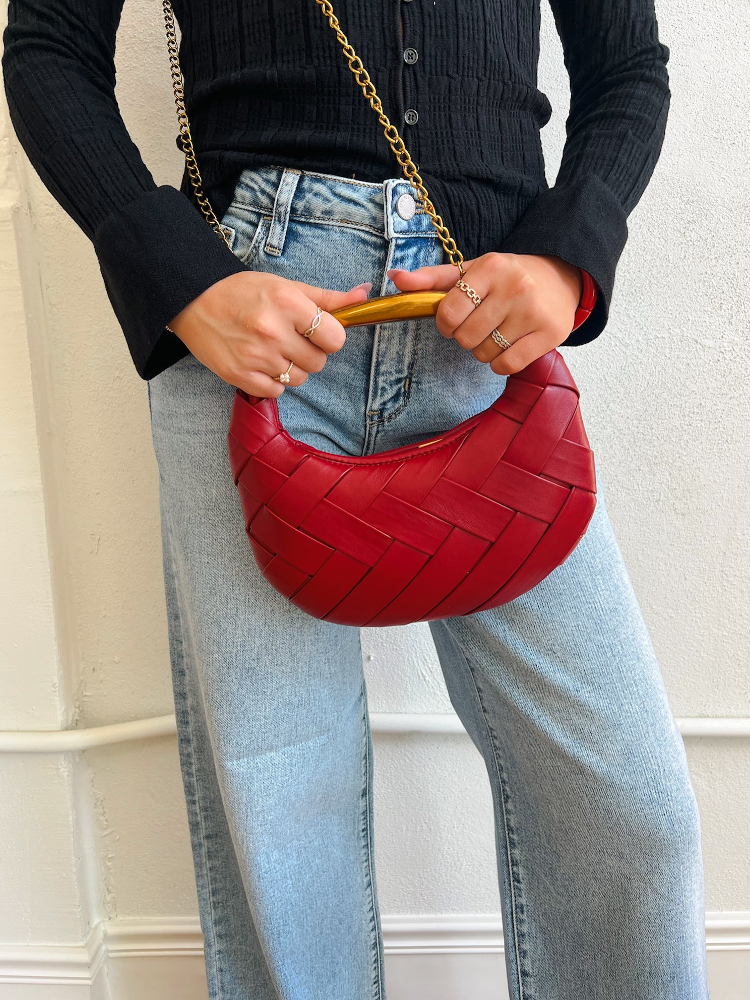 Ursula Woven Crossbody - Red
