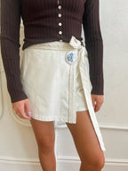 Wrap Front Tie Braided Skort - Cream