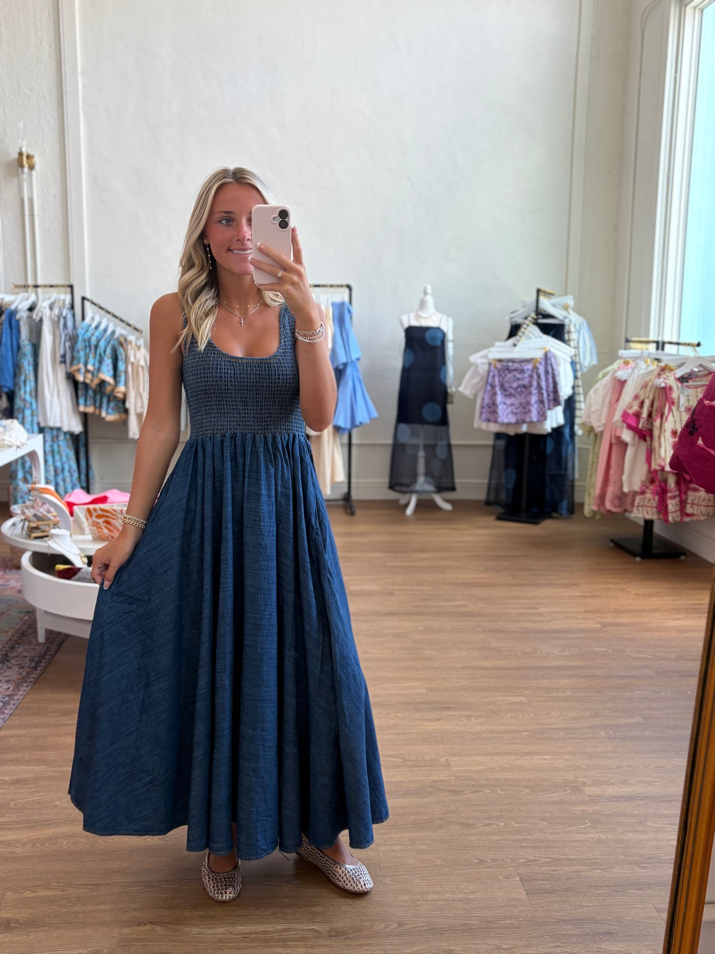The Denim Smock Tank Maxi Dress