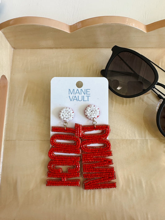 Red Touch Down Earrings