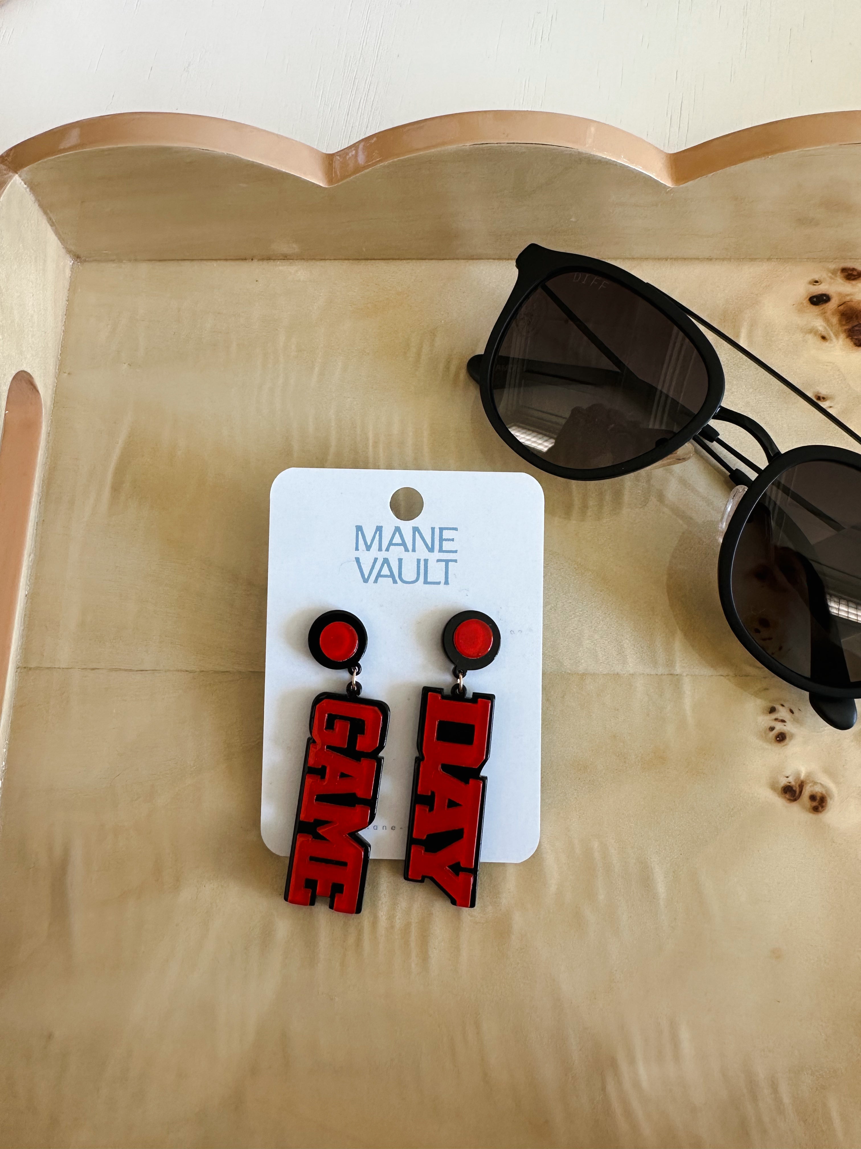 Red and Black Game Day Earrings