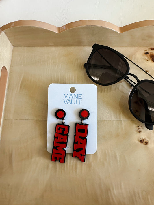 Red and Black Game Day Earrings