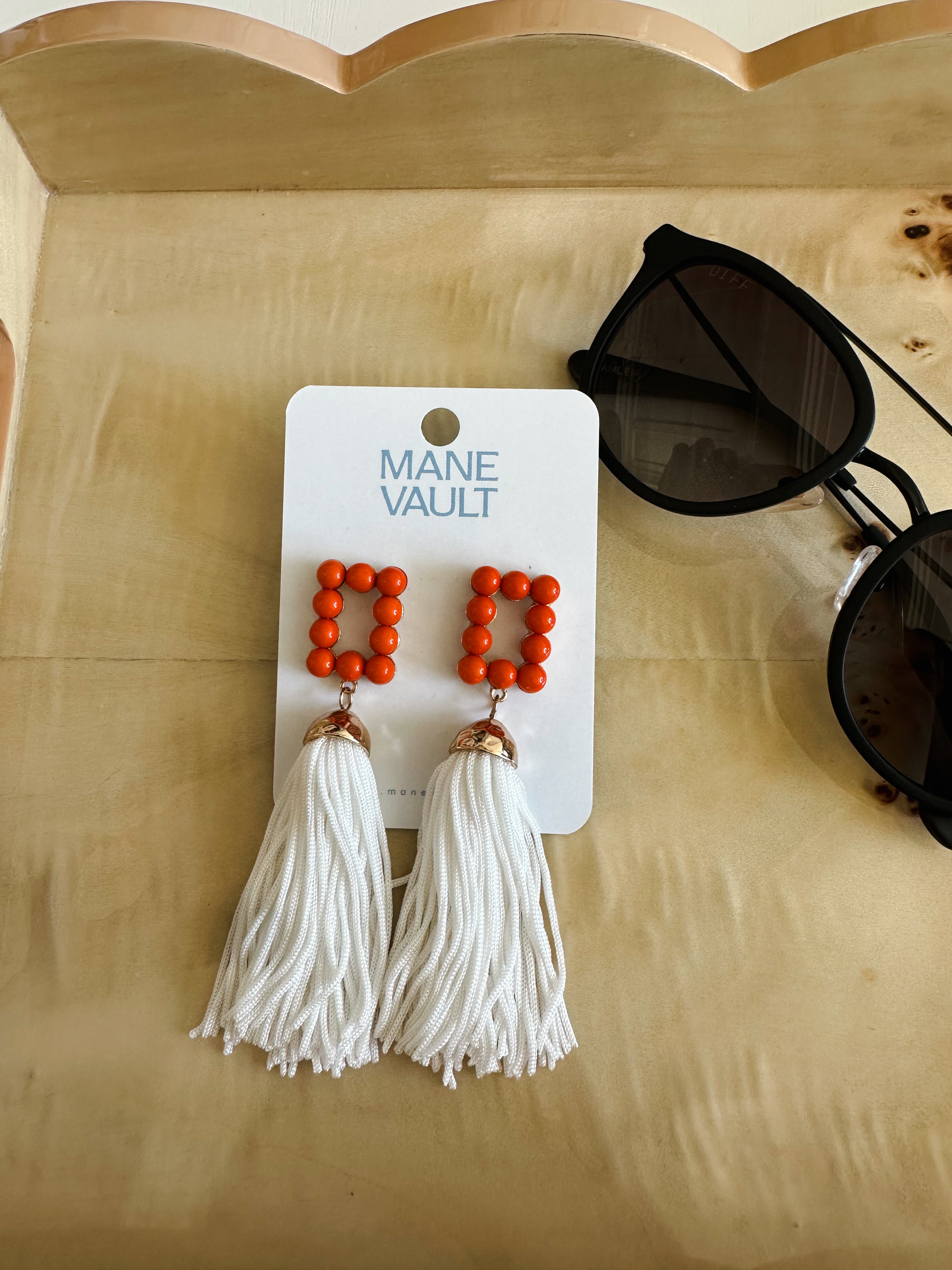 Orange Tassel Earrings