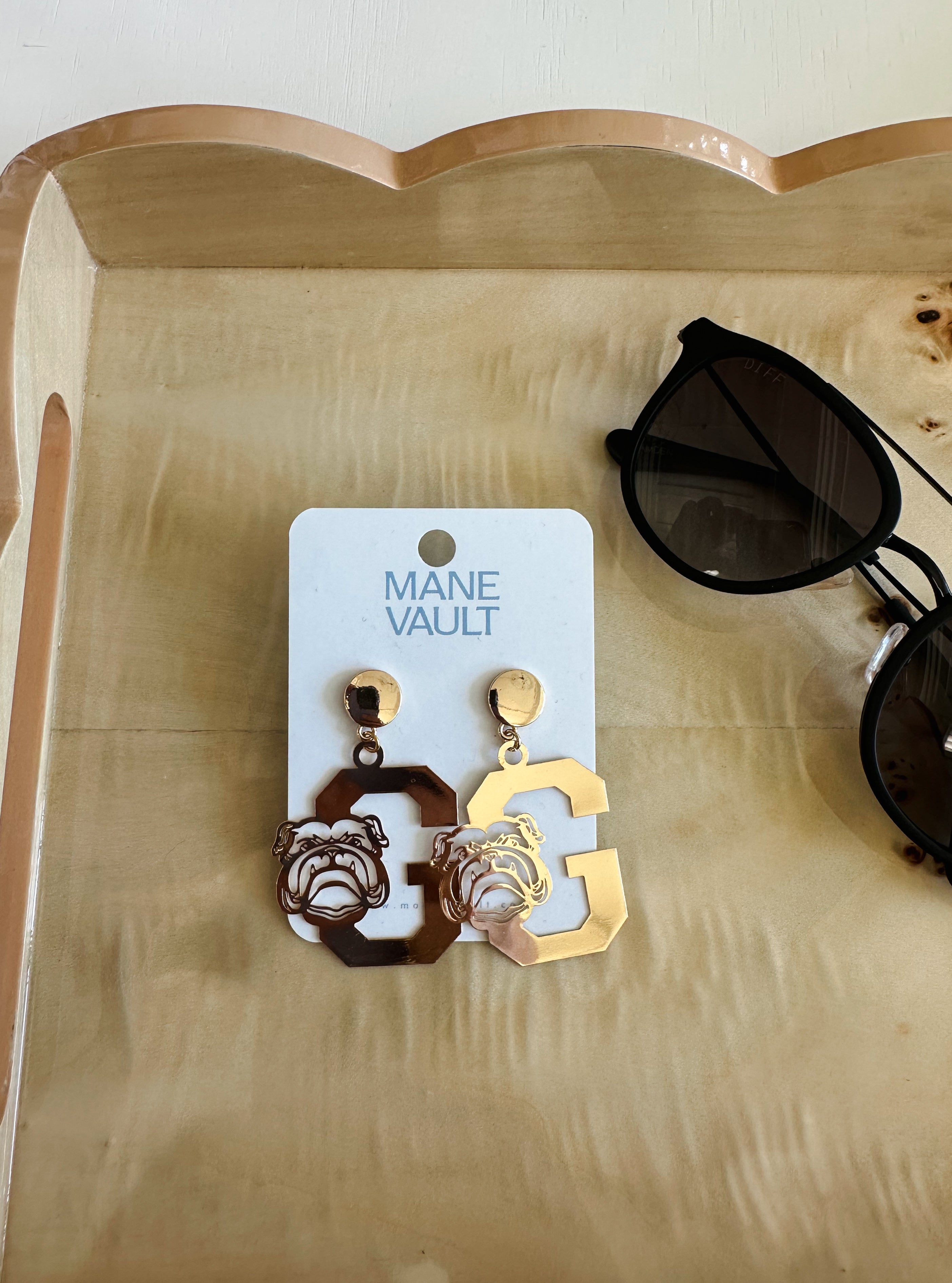 Gold G Bulldog Earrings