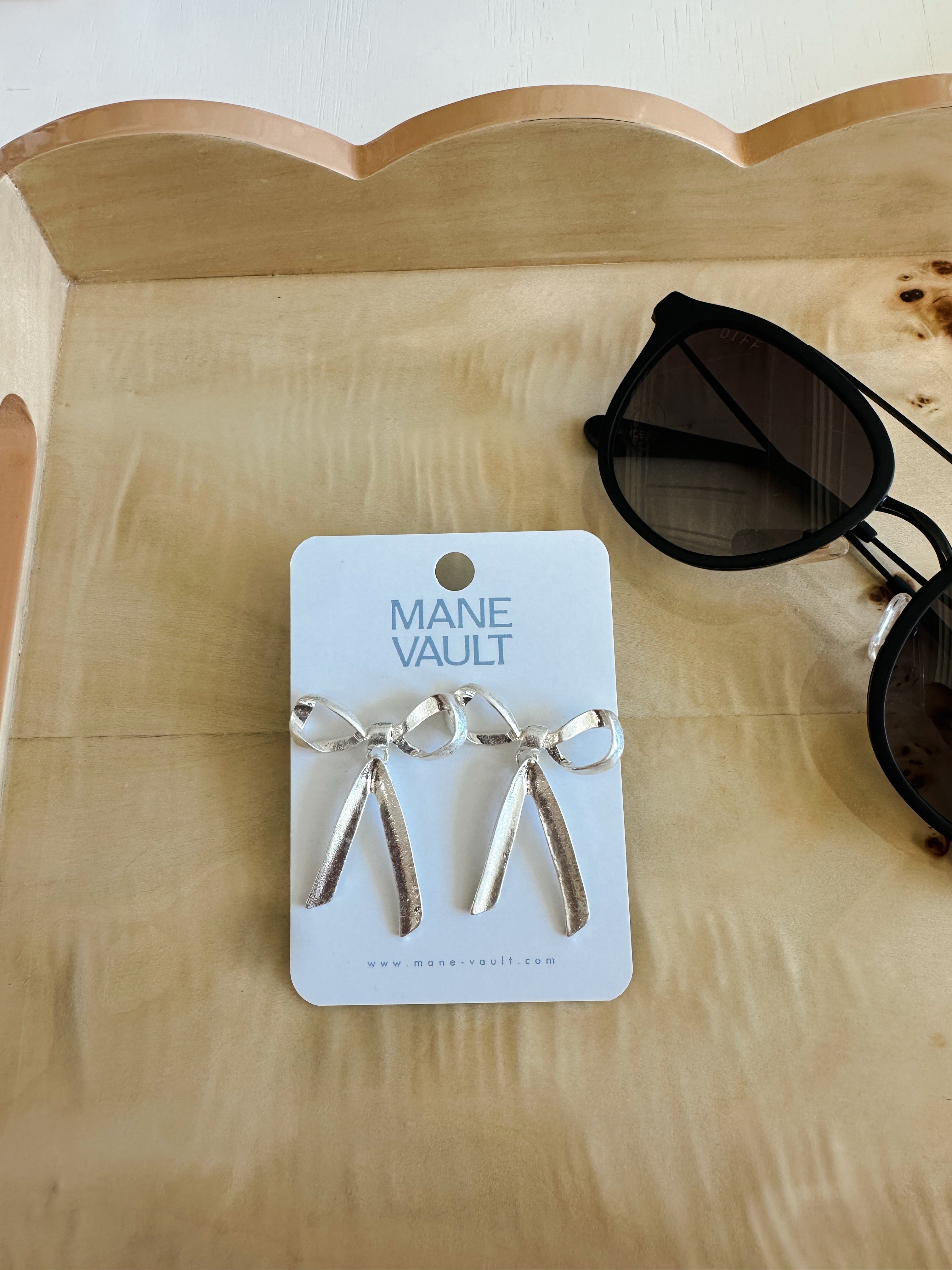 Silver Bow Earrings