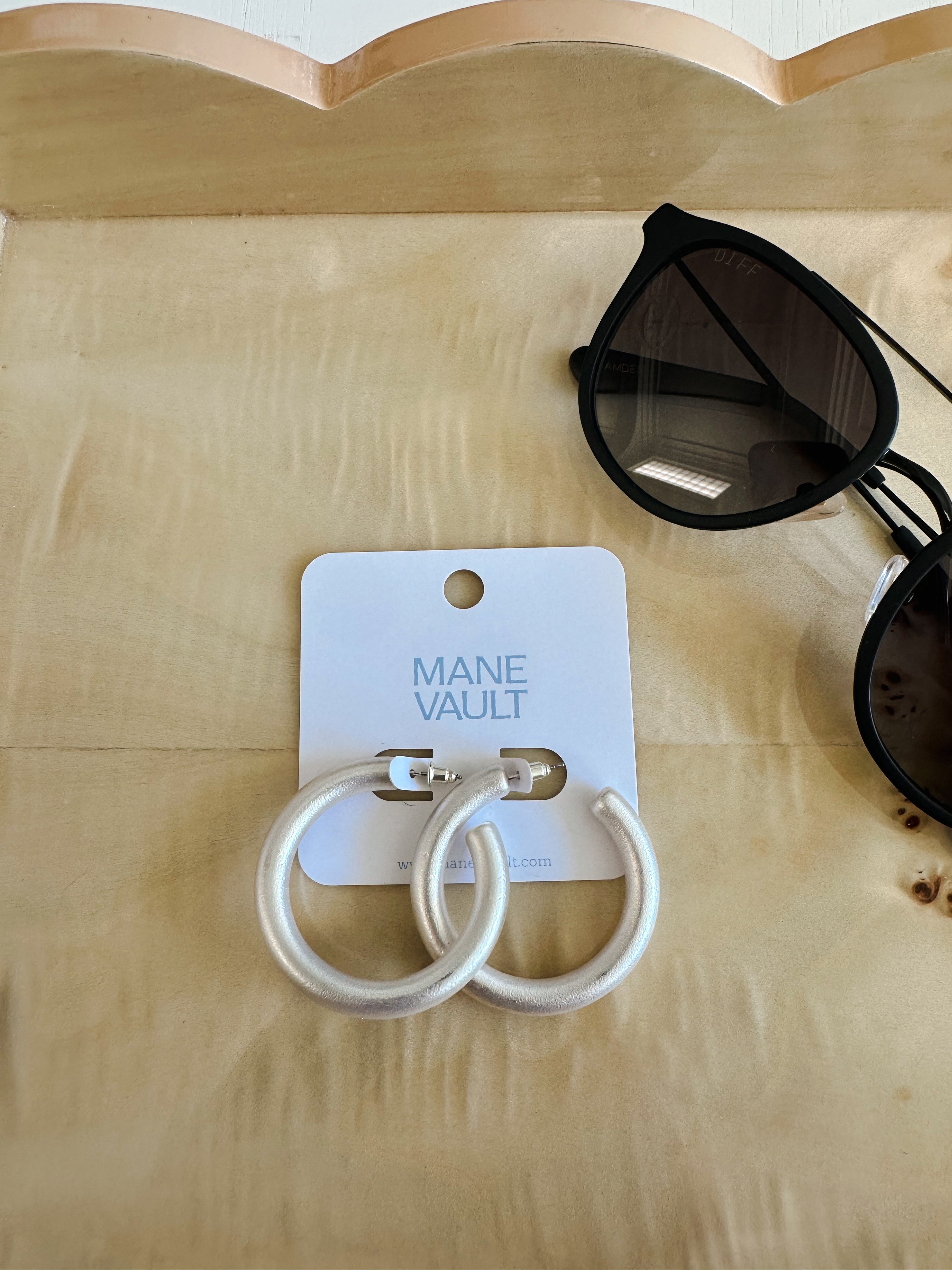 Matte Large Silver Hoops