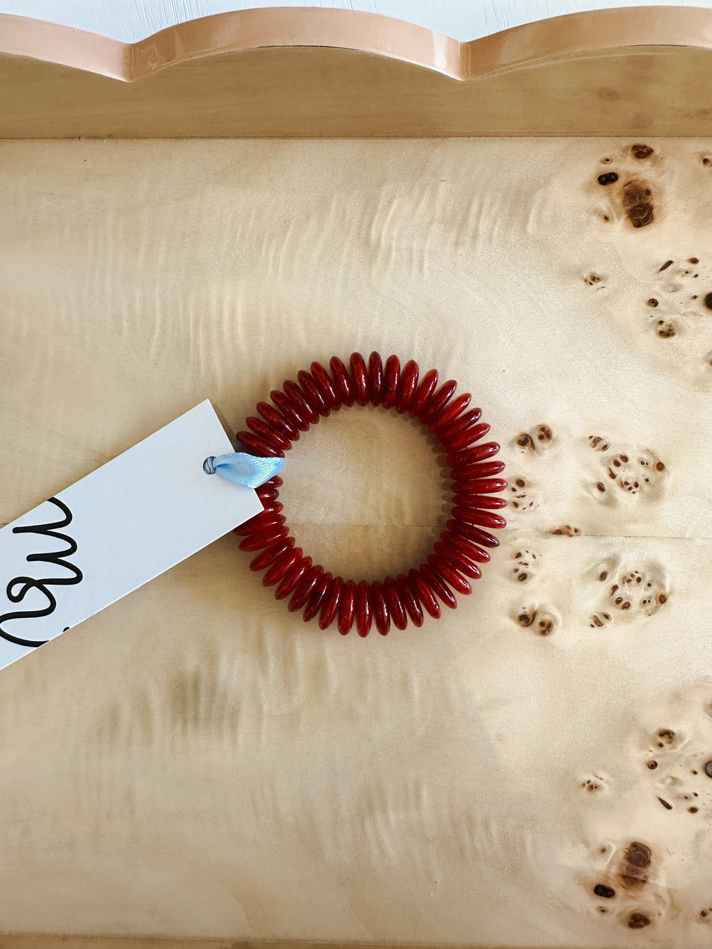 Red Round Disc Bead Bracelet