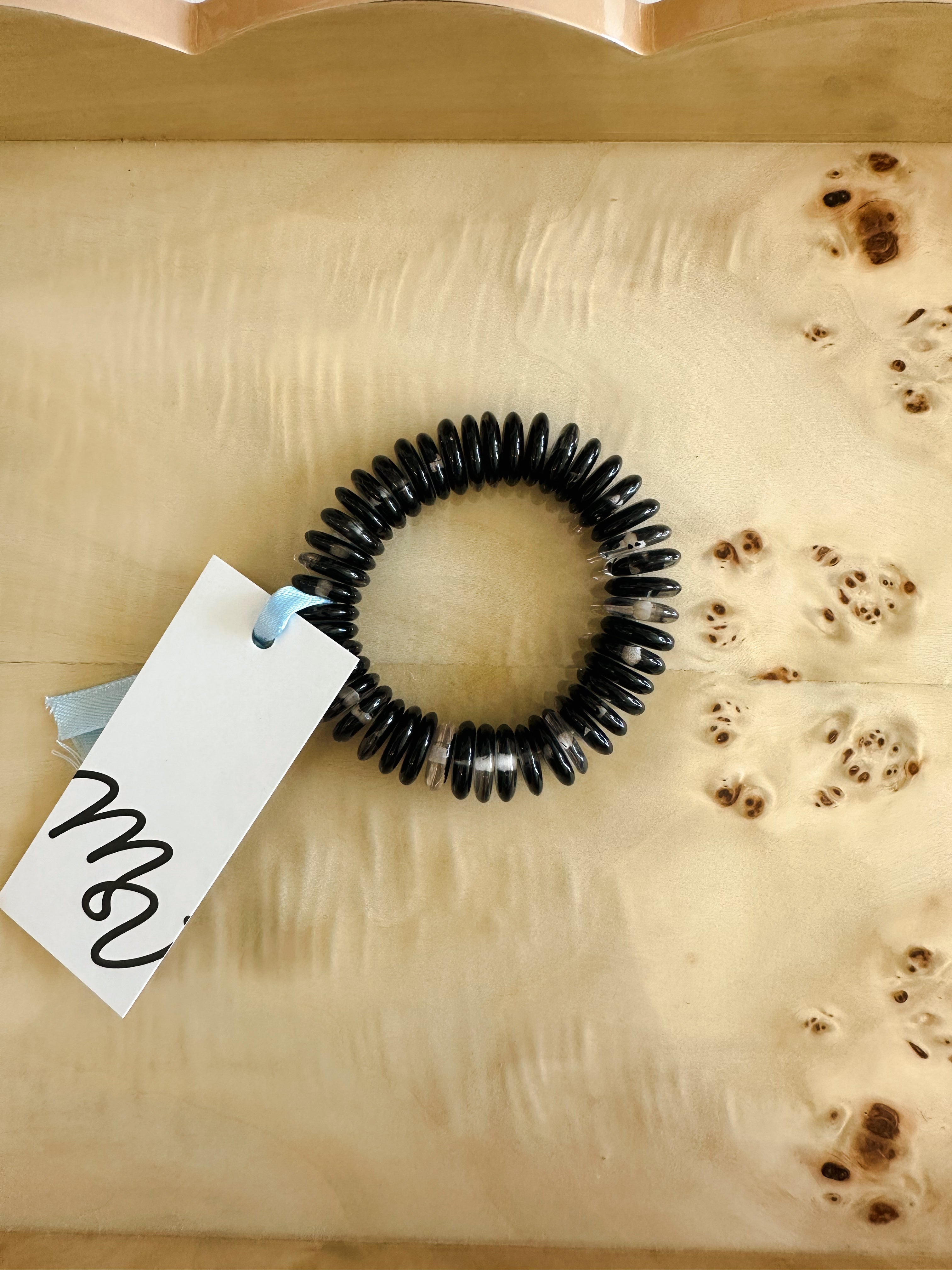 Black Round Disc Bead Bracelet