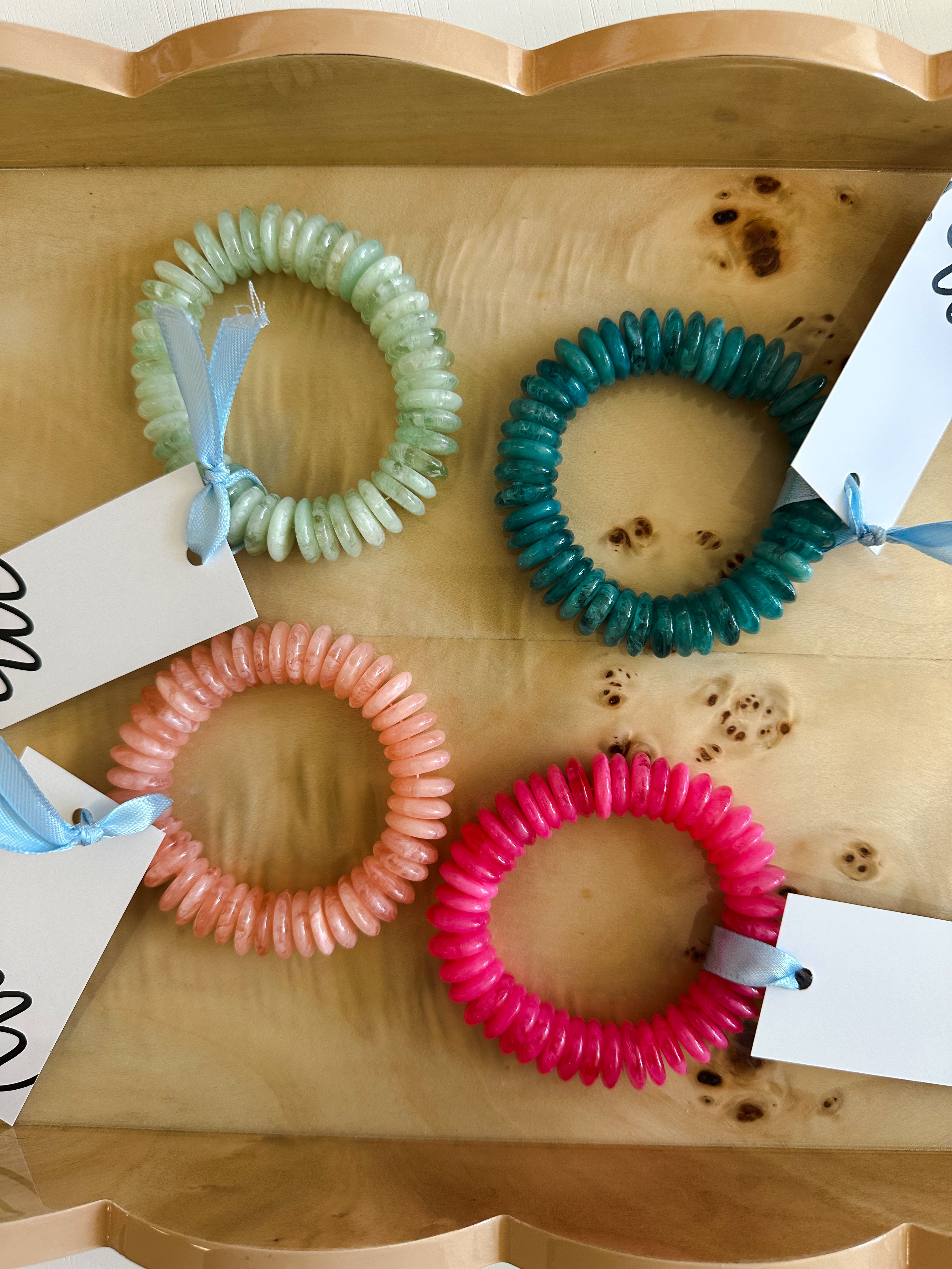Peach Round Disc Bead Bracelet