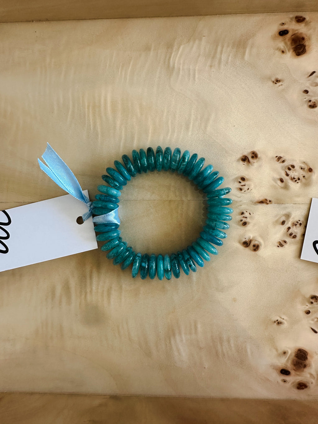 Teal Round Disc Bead Bracelet
