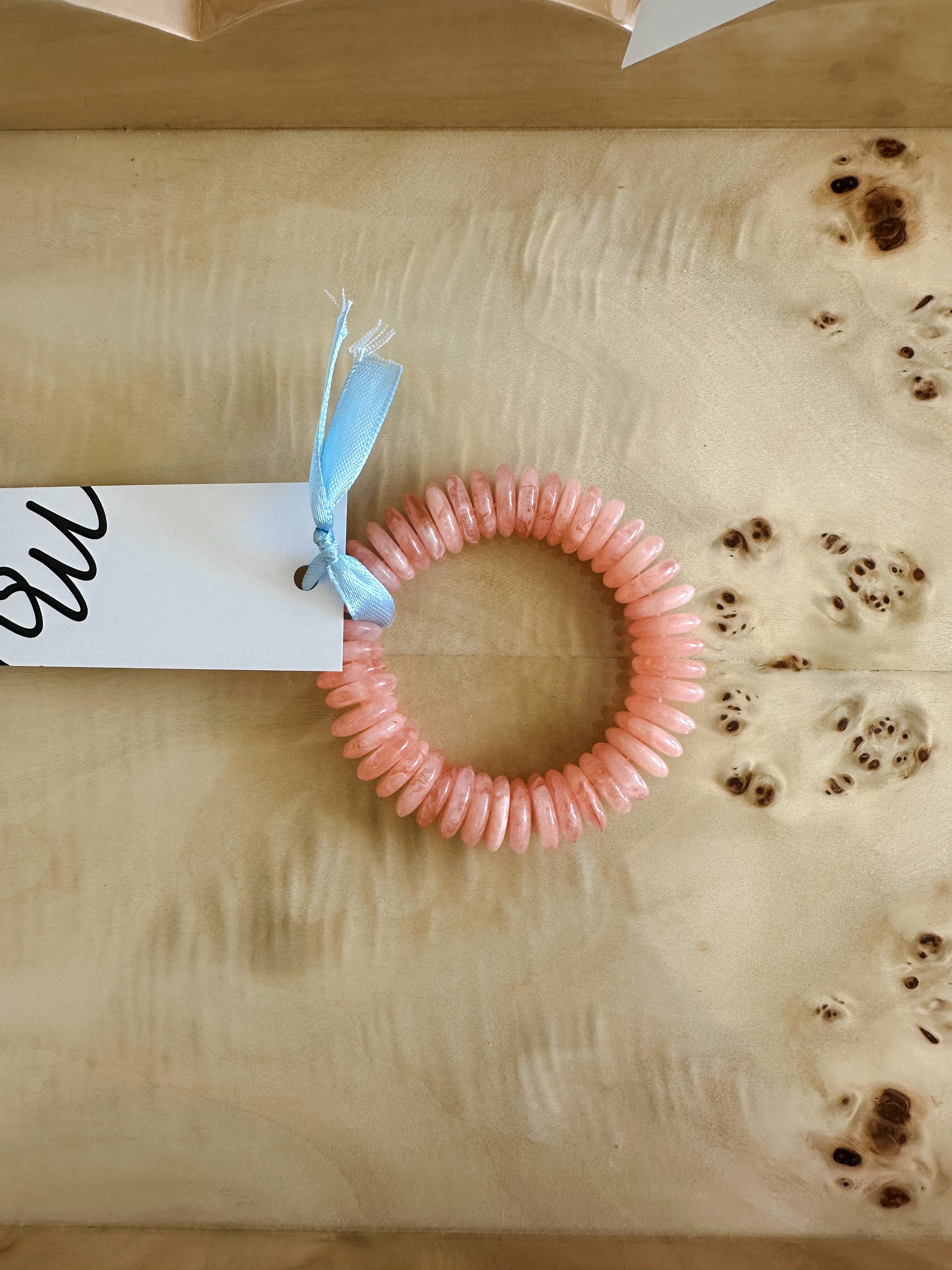 Peach Round Disc Bead Bracelet
