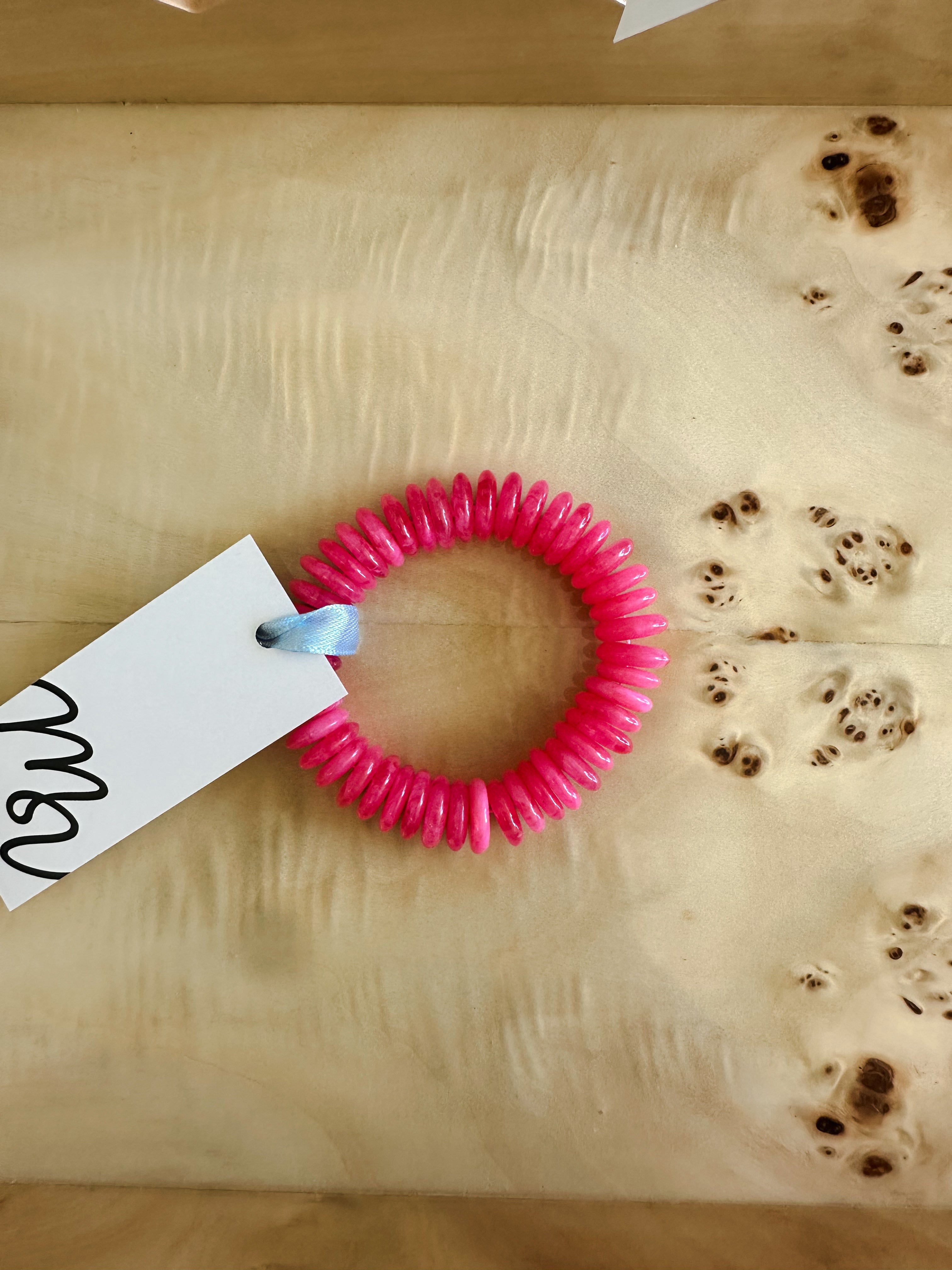 Pink Round Disc Bead Bracelet