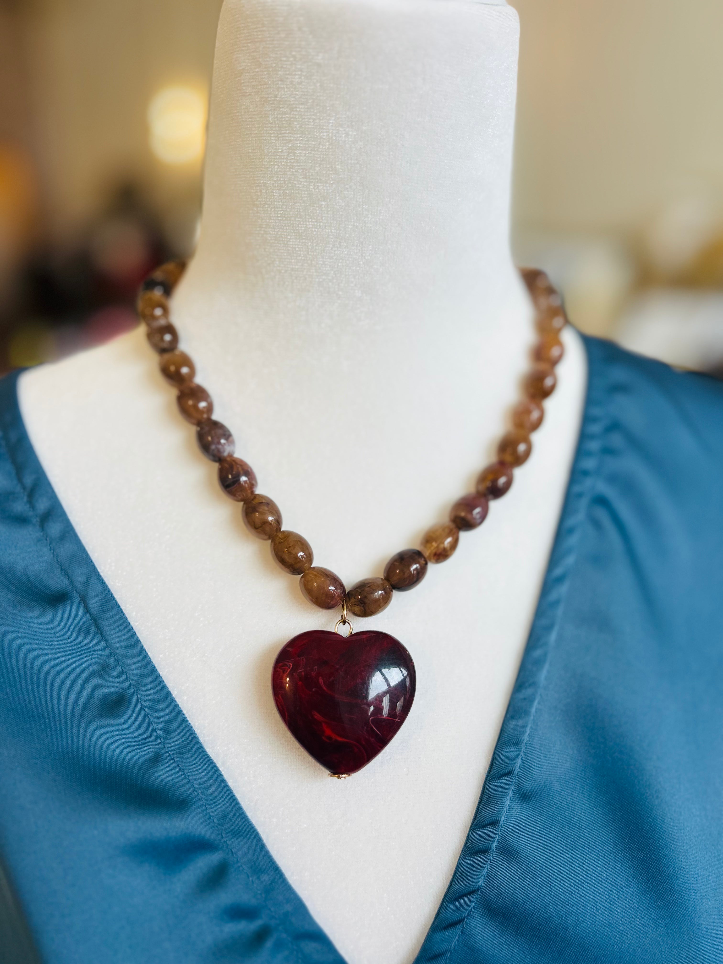 The Alice Heart Necklace- Brown