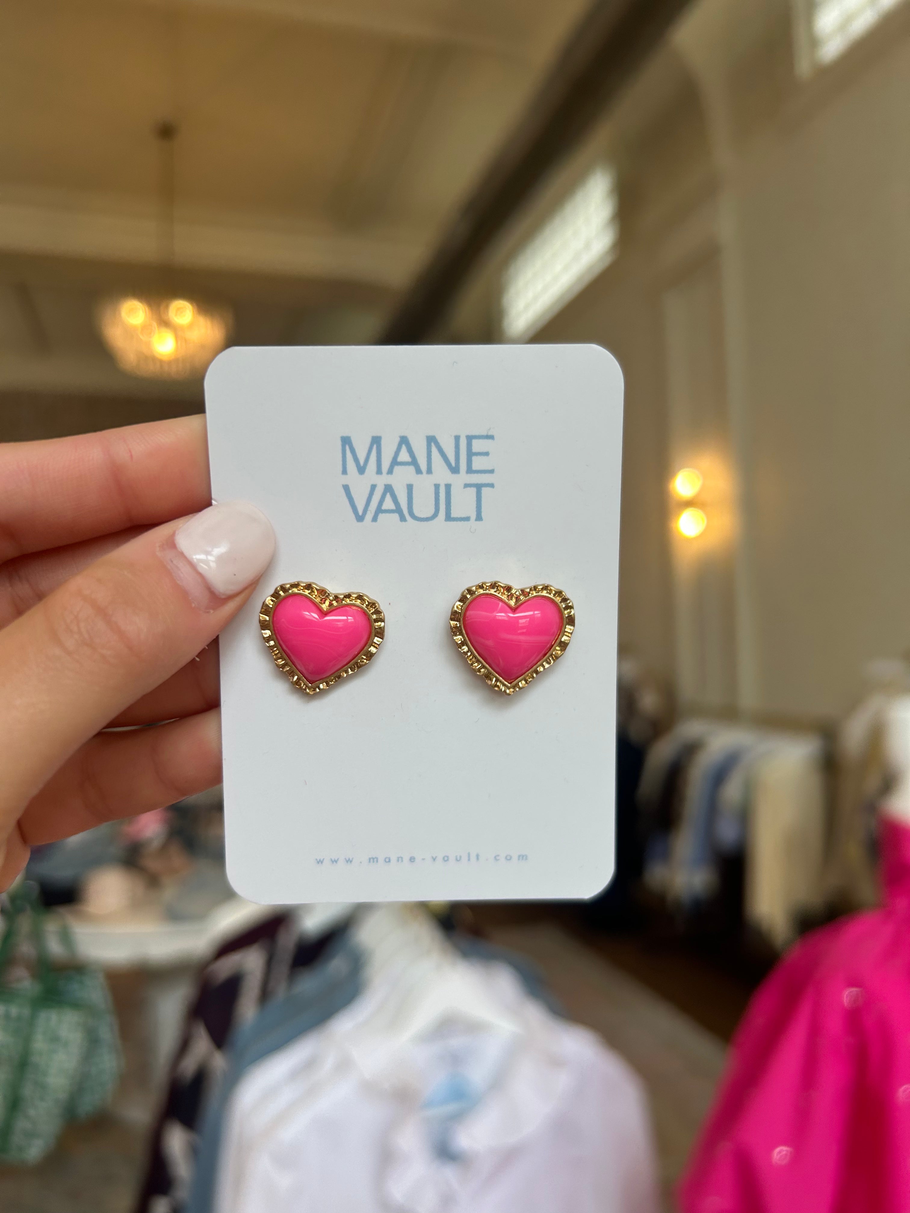 The Courtney Heart Earrings- Hot Pink