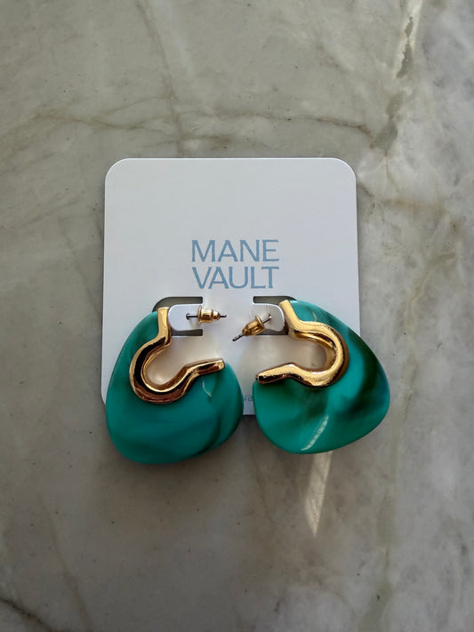 Geometric Triangle Earrings - Turquoise