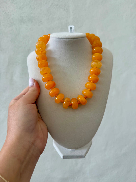 Rondelle Bead Necklace - Orange