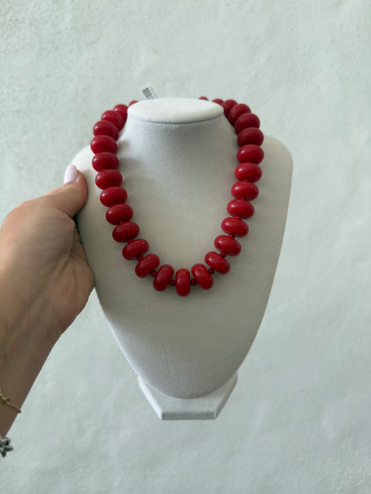 Rondelle Bead Necklace - Red