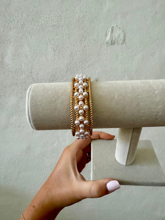 Pearl Cuff Bracelet - Gold