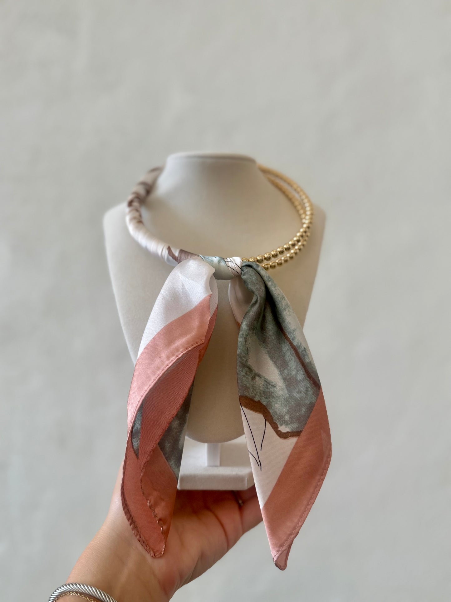 Scarf Collar Necklace- Peach