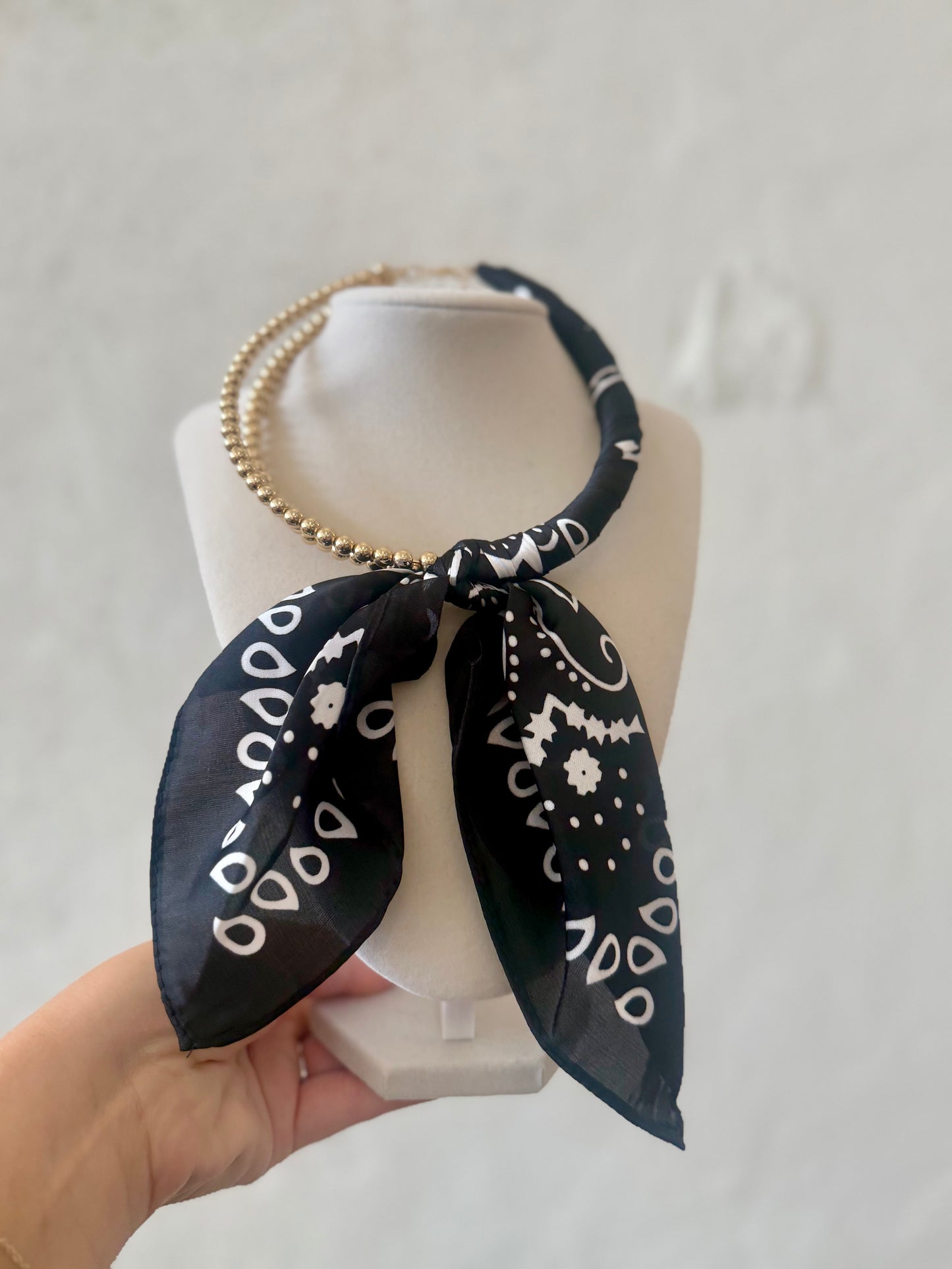 Scarf Collar Necklace- Black