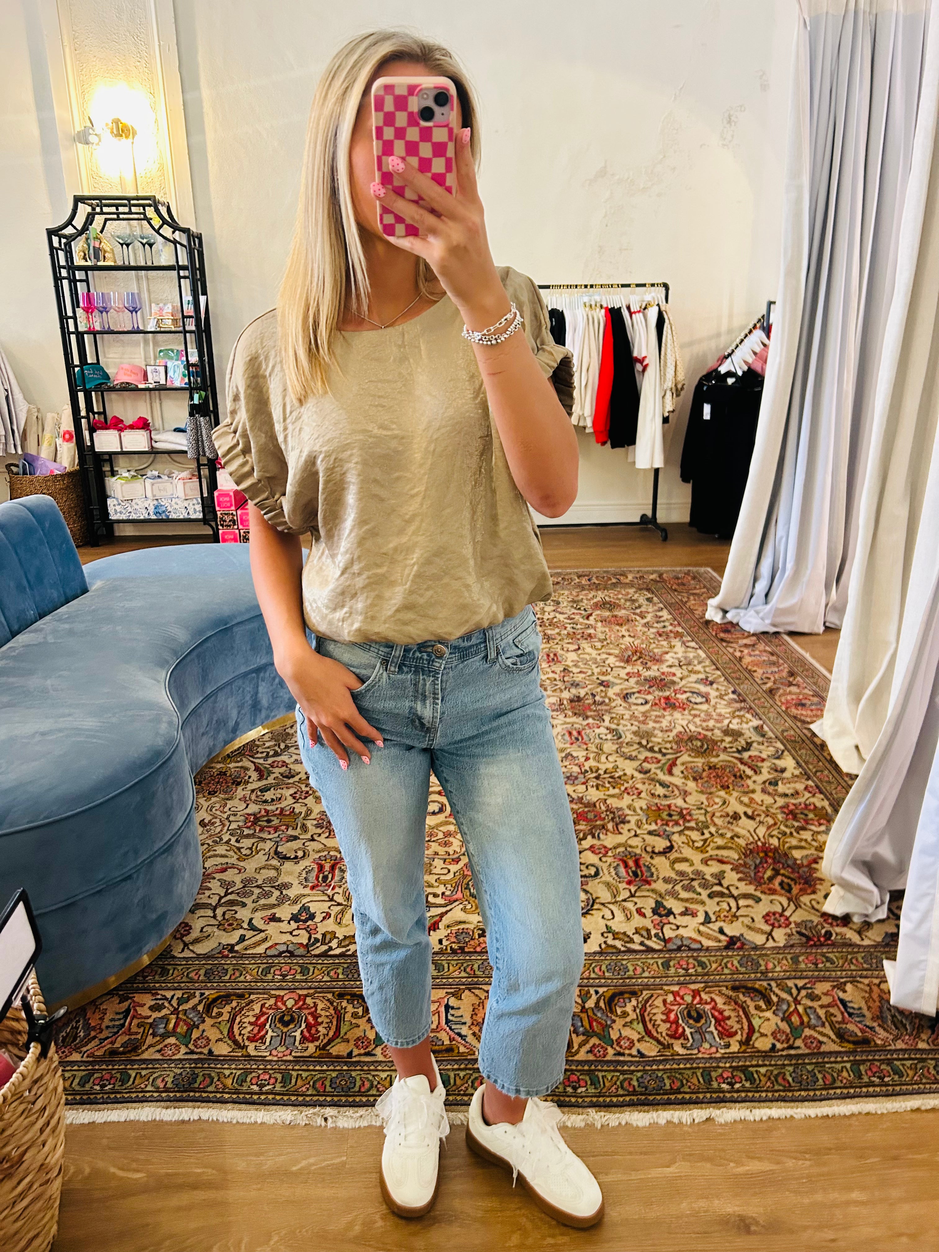 The Bonnie Round Neck Top- Taupe