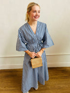 The Nancy Stripe Midi Dress- Blue