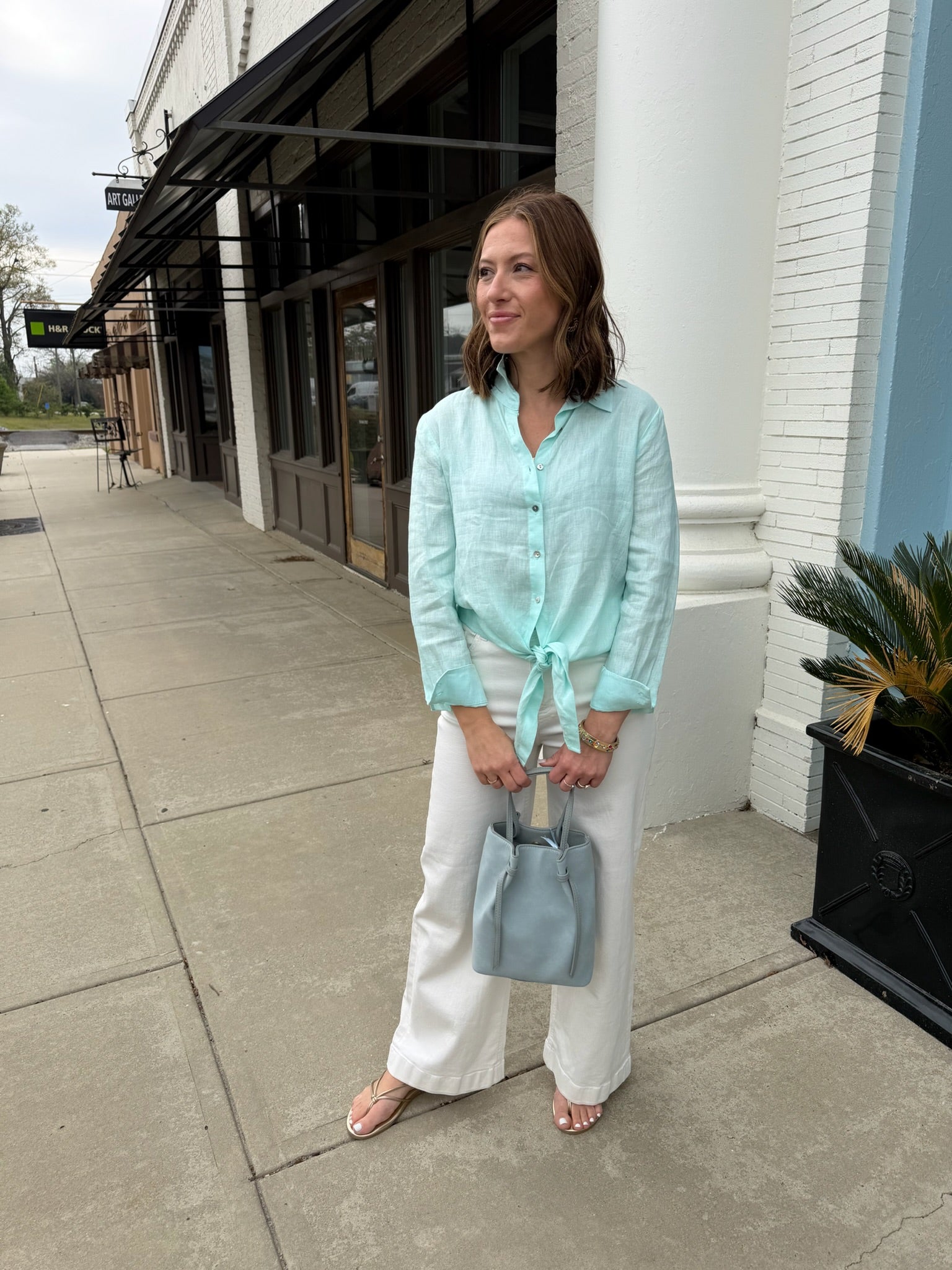 The Tillie Linen Shirt- Light Blue