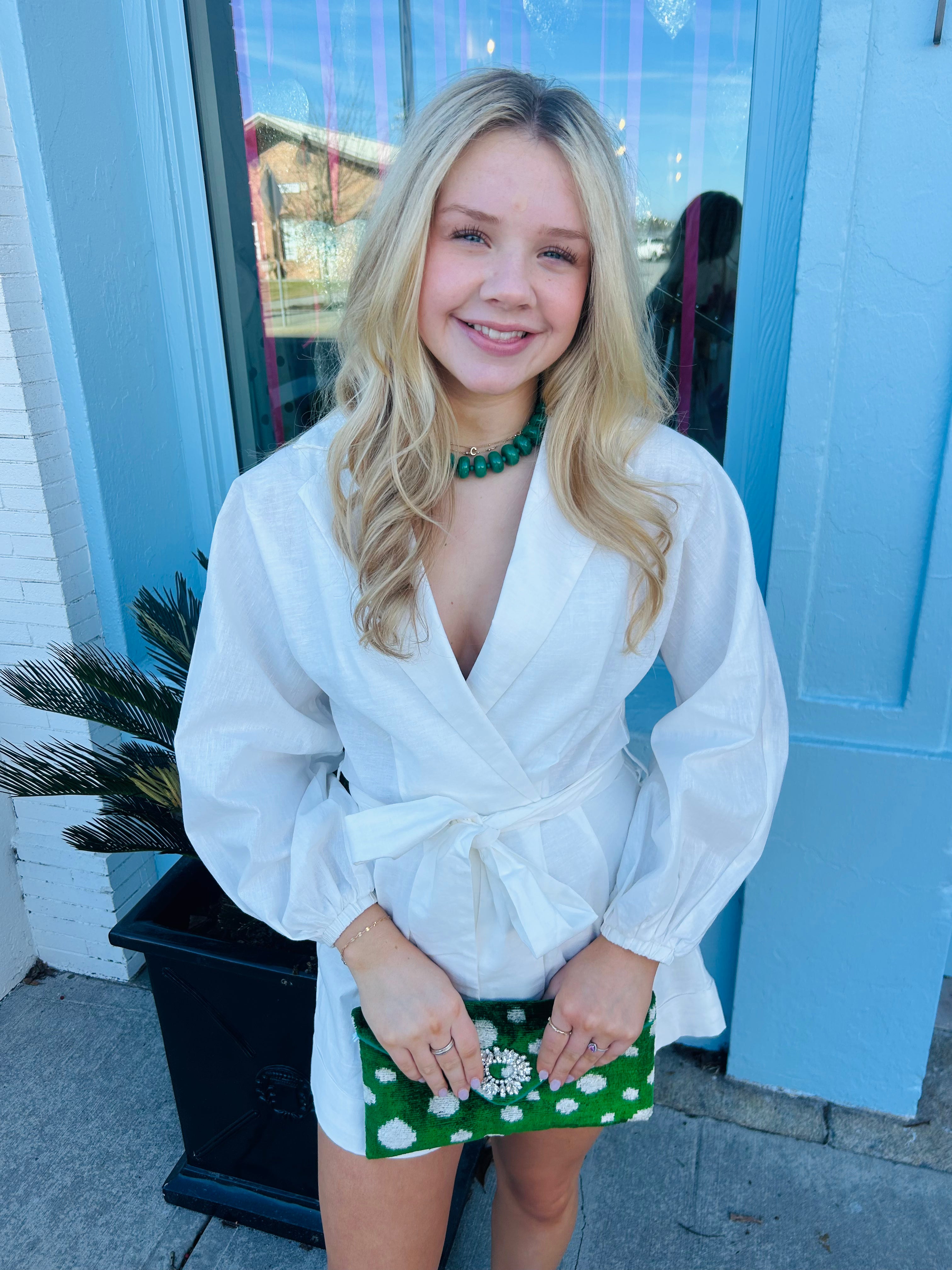 The Aire Linen Romper- Ivory