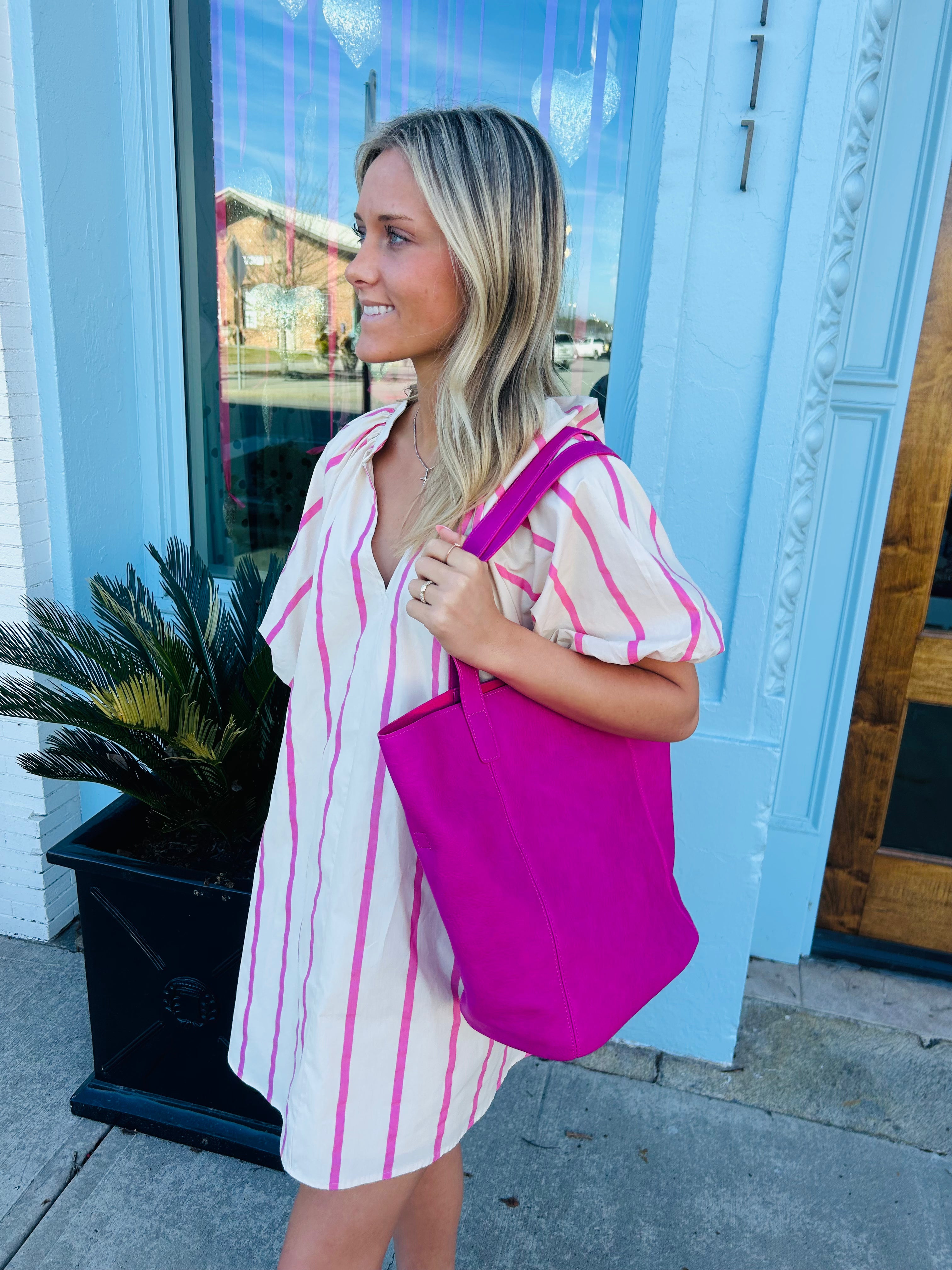 The Addie Puff Sleeve Mini Dress- Pink