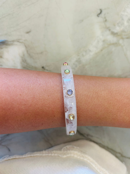 The Crystal Bangle Bracelet- White/Multi