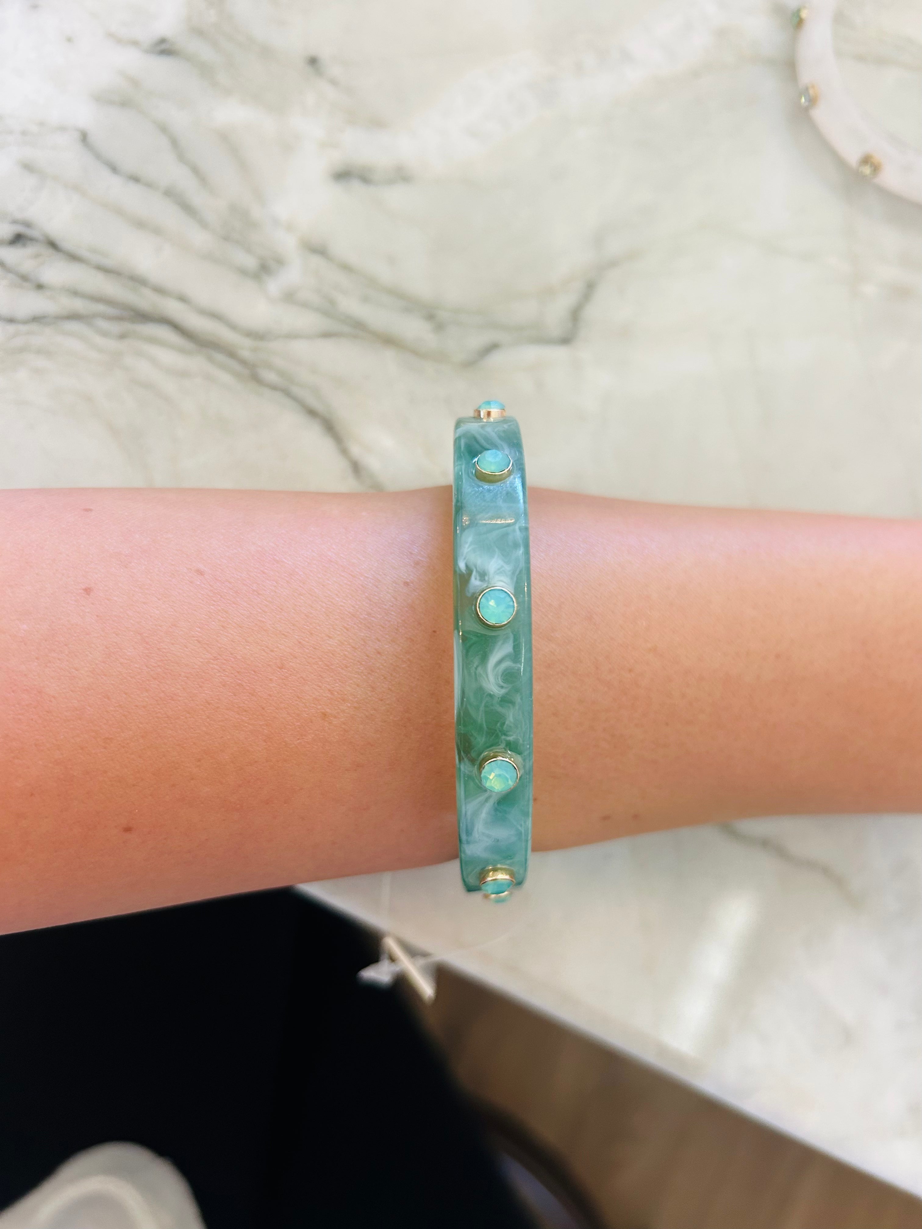 The Crystal Bangle Bracelet- Green