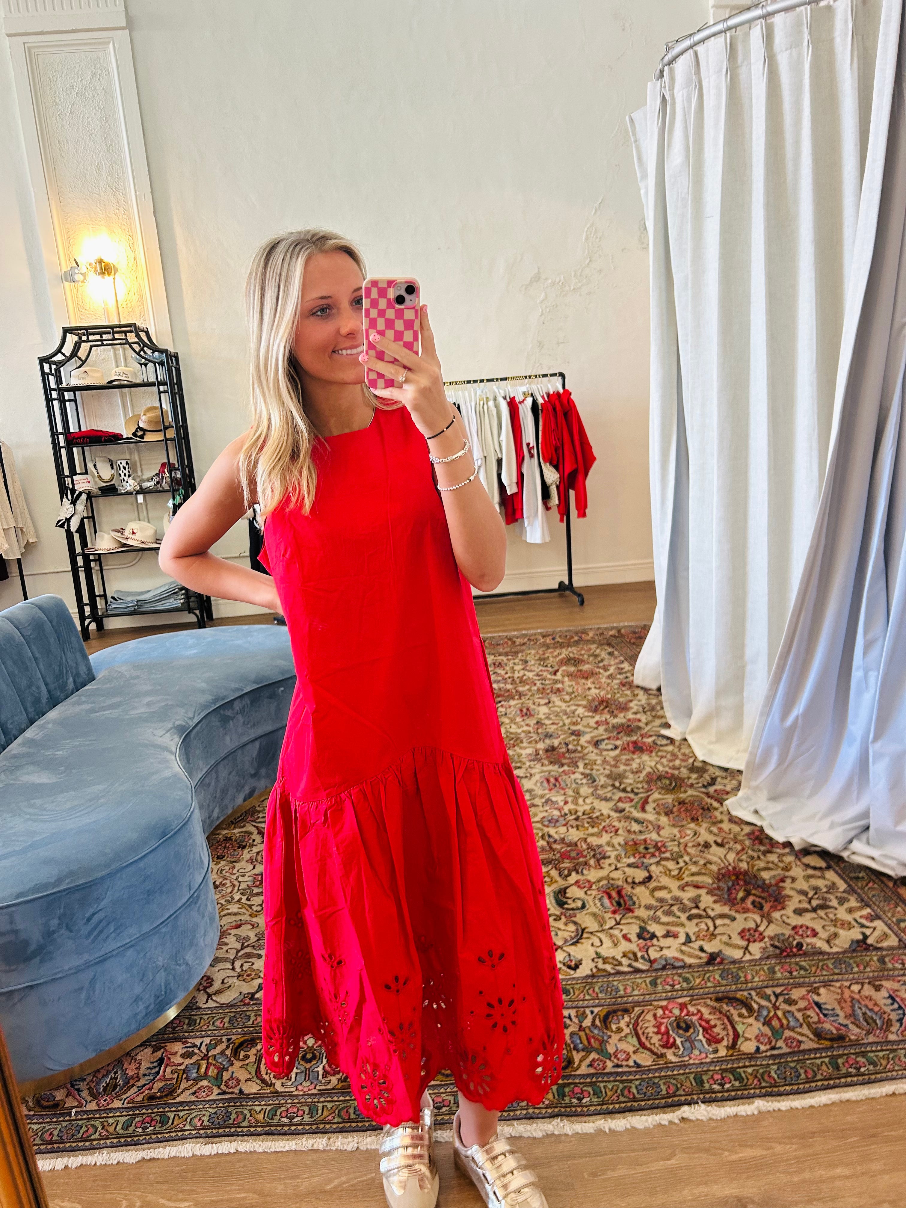 The Sloane Red Midi Dress
