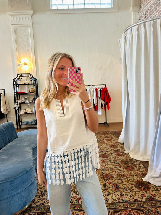 The Miller Fringe Top - White