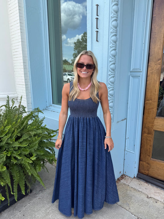 The Denim Smock Tank Maxi Dress