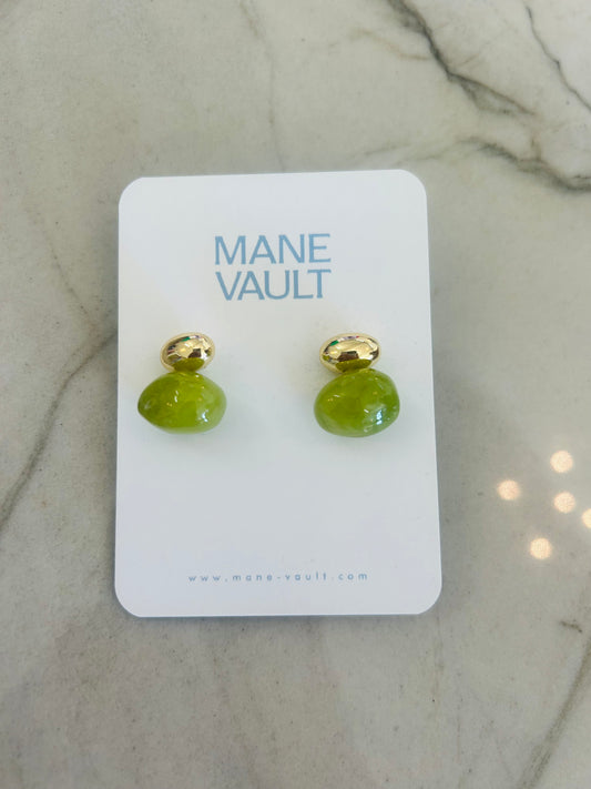 Green & Gold Stud Earrings