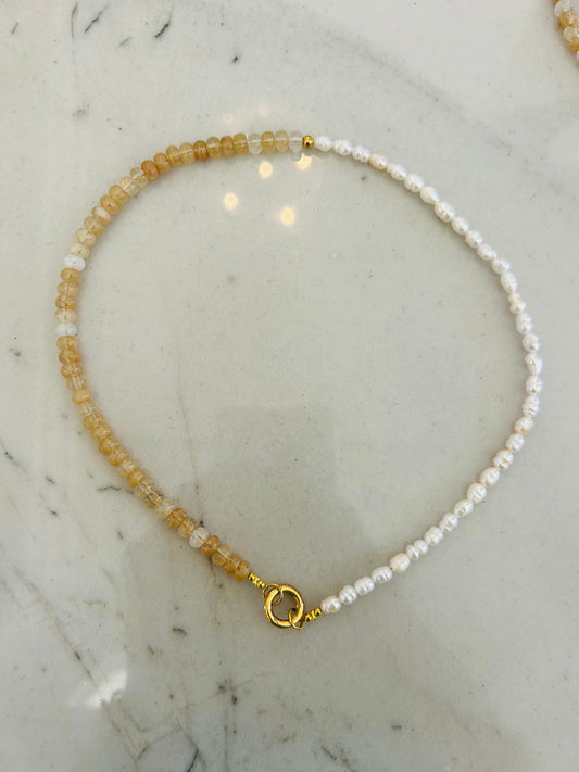 The Pearl & Rondelle Necklace- Agate