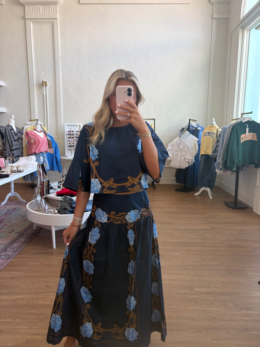 The Kara Skirt - Harvest Navy