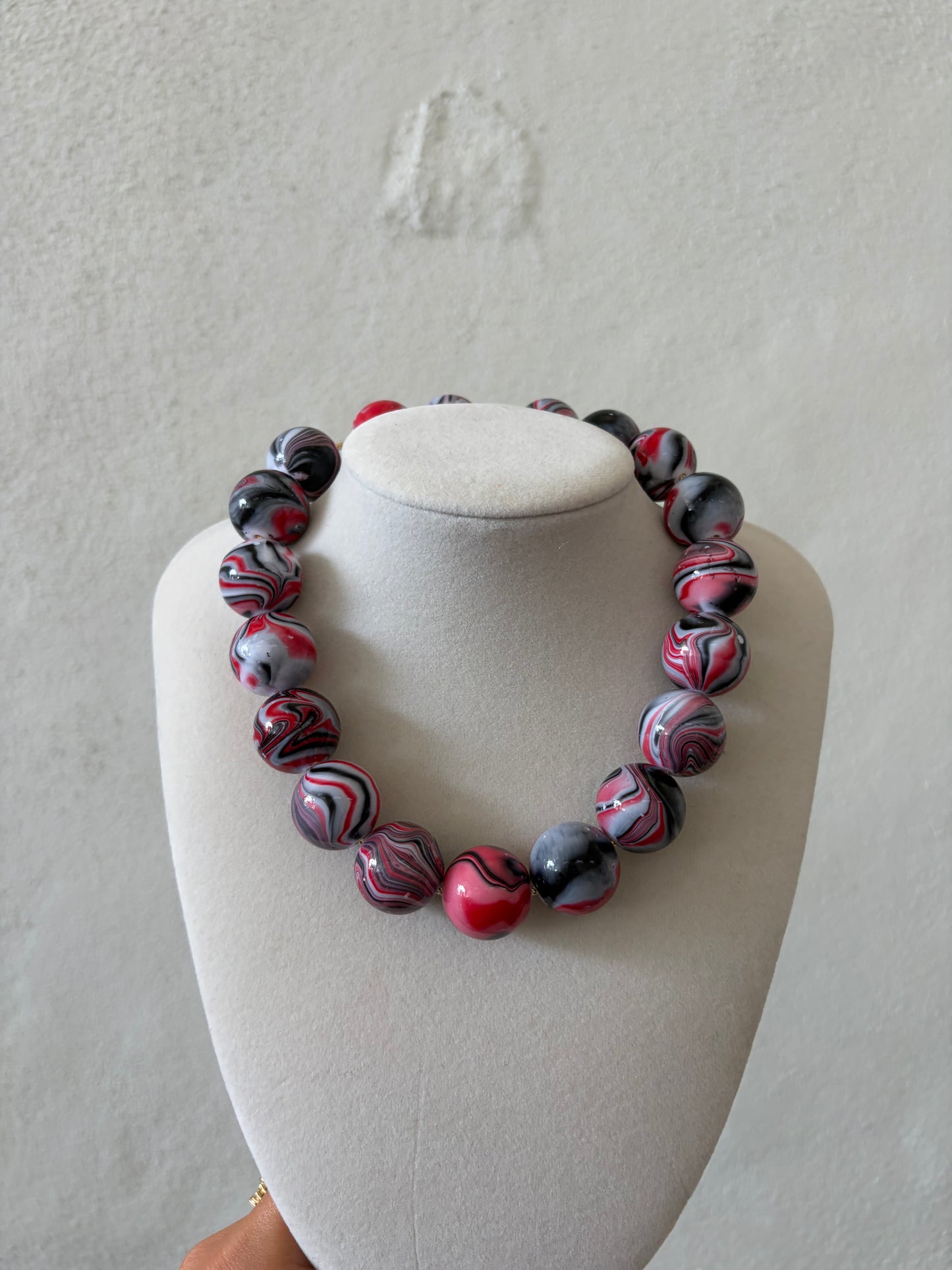 The Jensen Necklace- Red & Black Marble