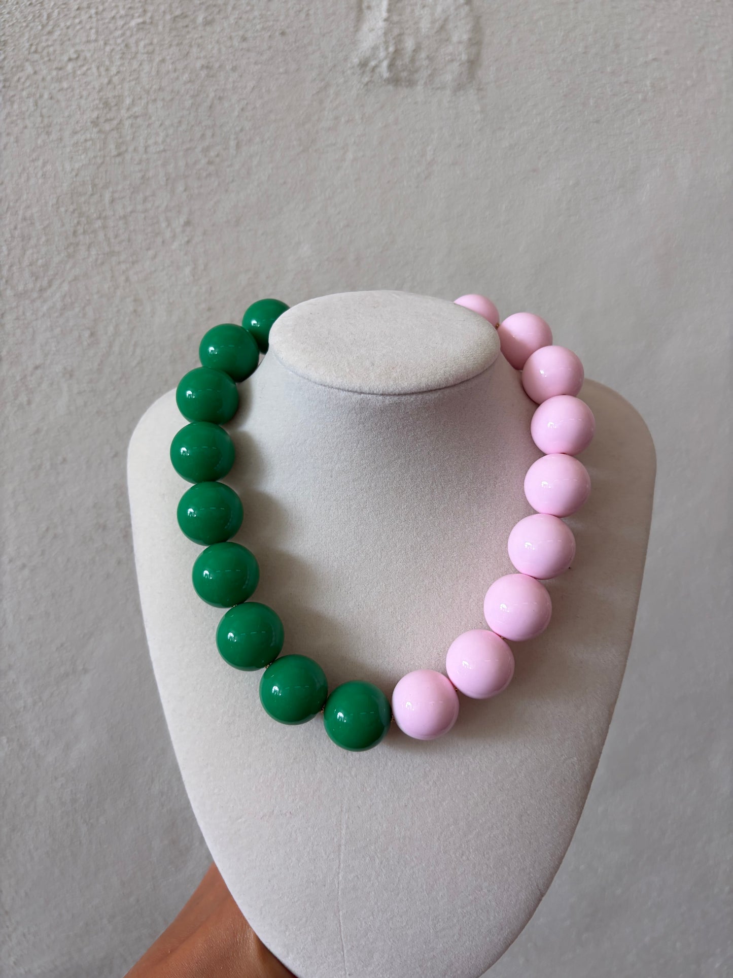 The Jensen Necklace-Light Pink & Green