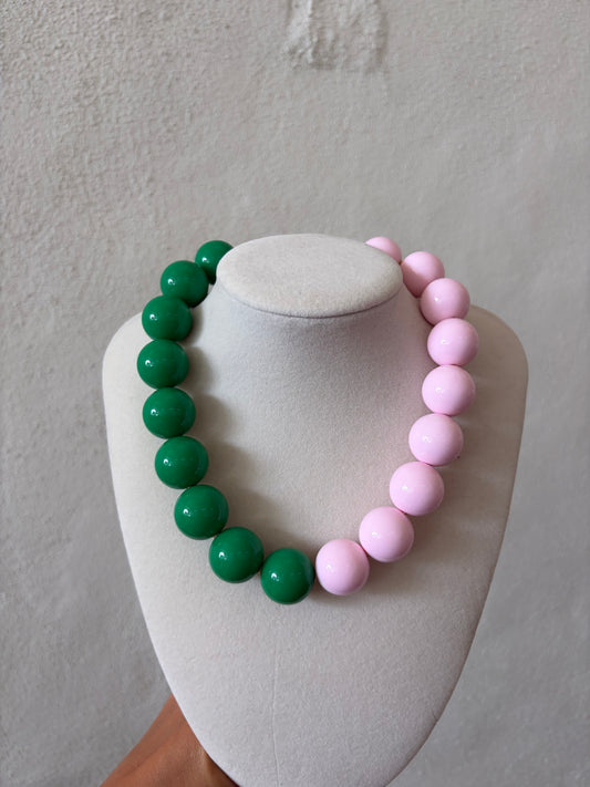 The Jensen Necklace-Light Pink & Green