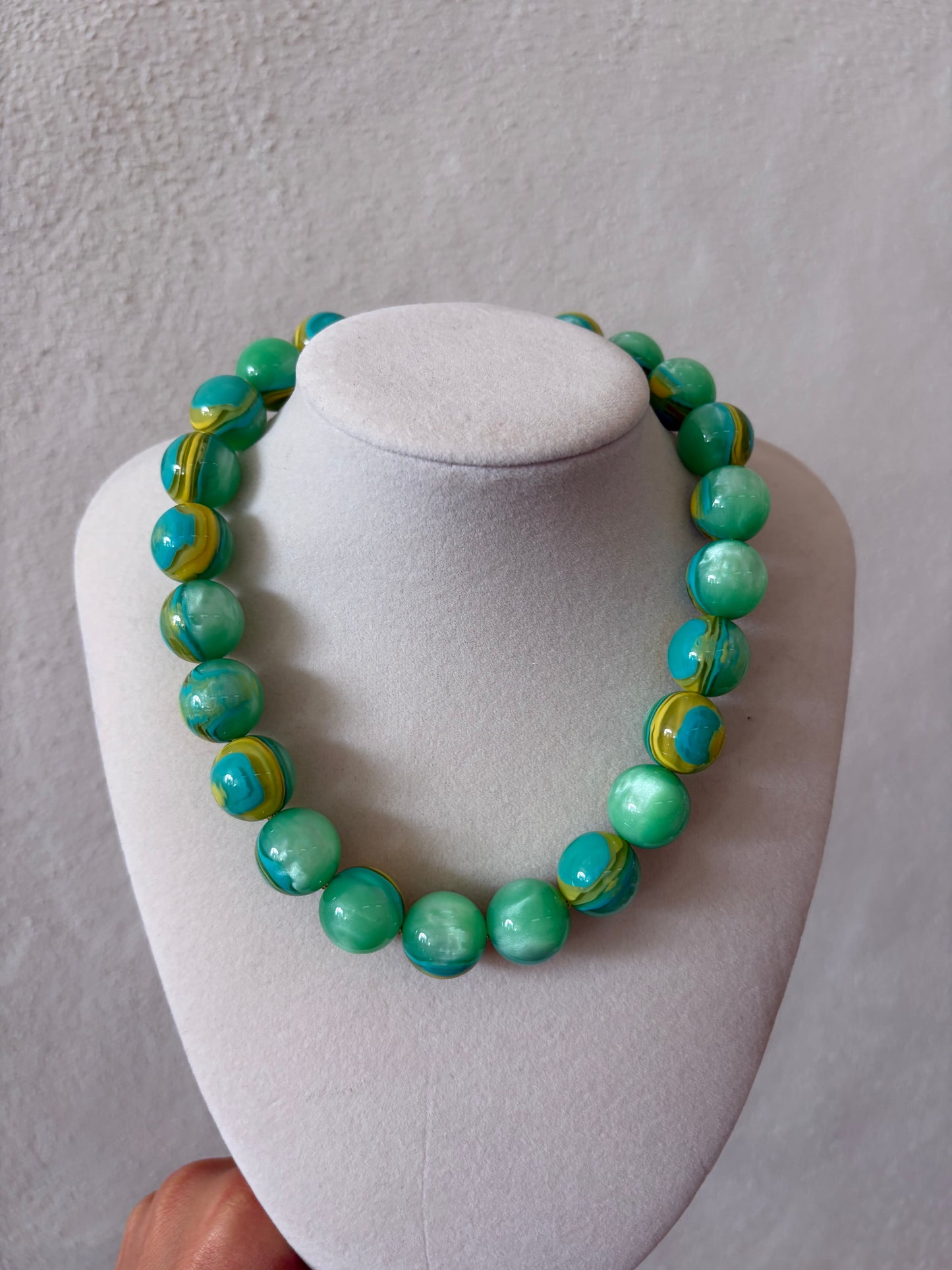 The Jensen Necklace-  Green & Yellow Marbled