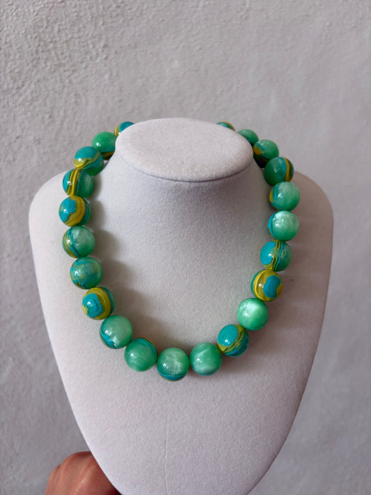 The Jensen Necklace-  Green & Yellow Marbled