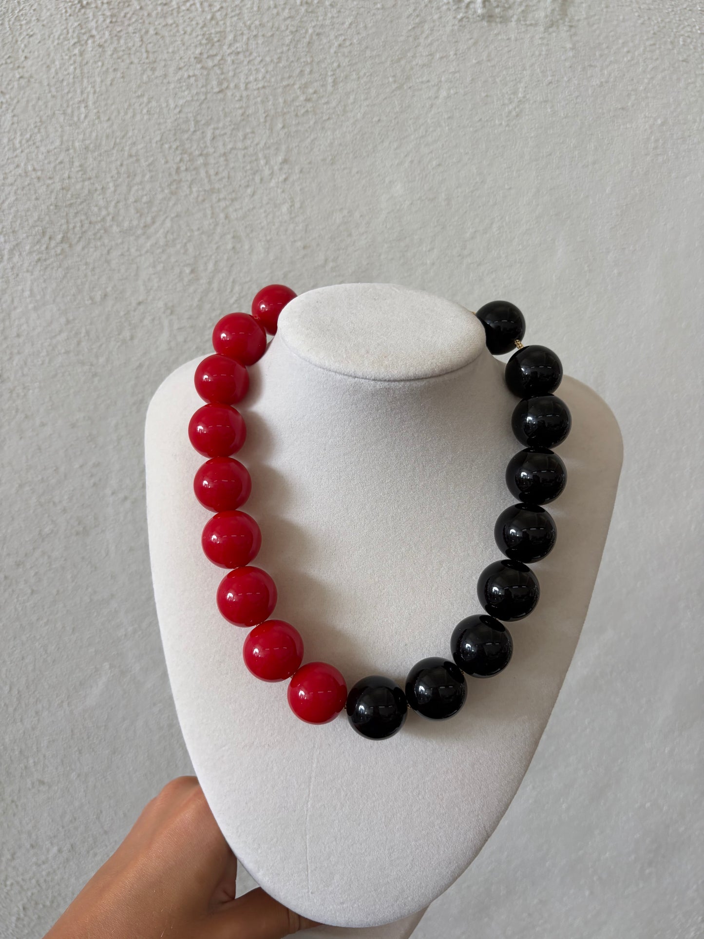 The Jensen Necklace-  Cherry Red & Black