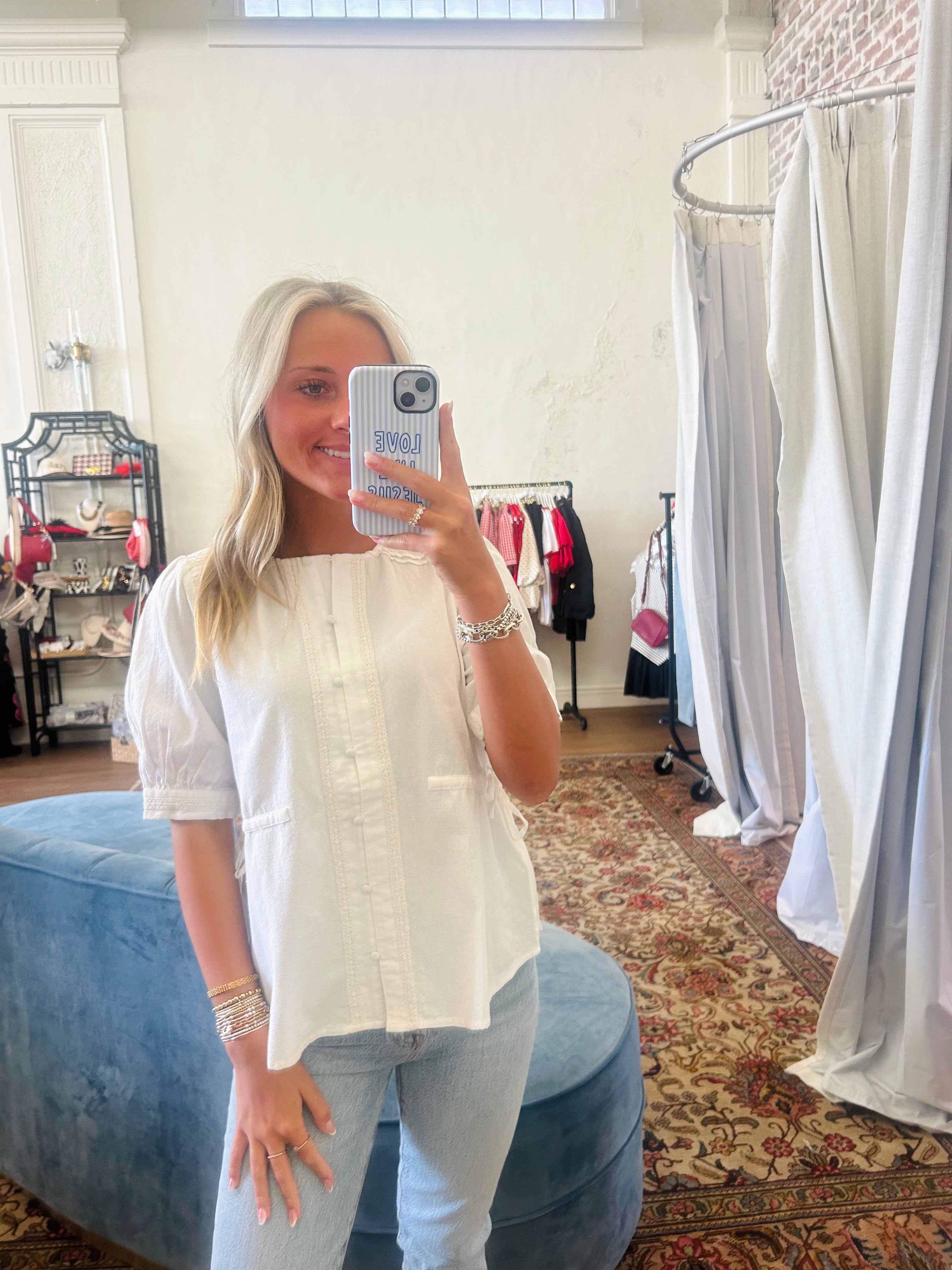 The Evie Top- Cloud