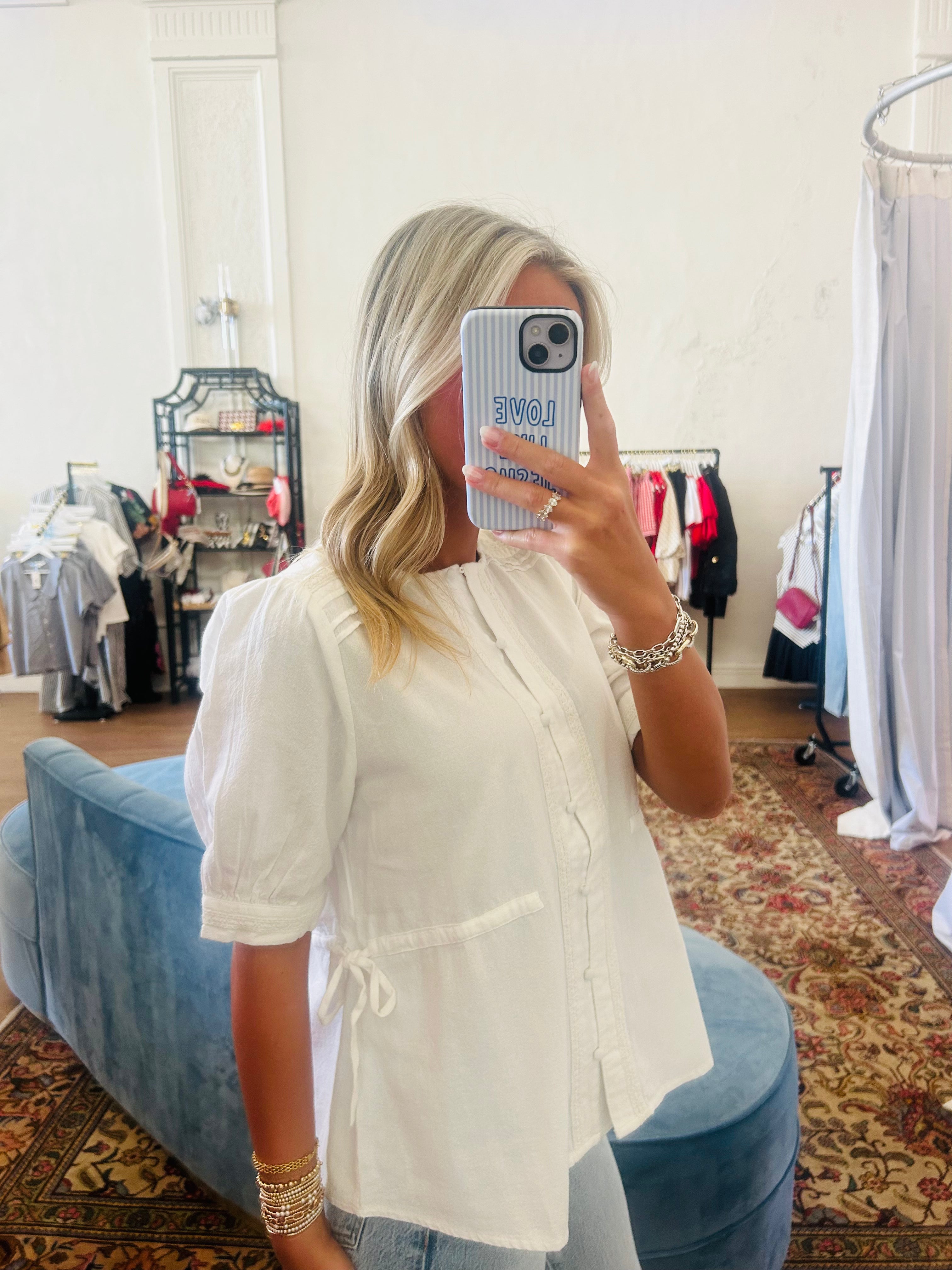 The Evie Top- Cloud