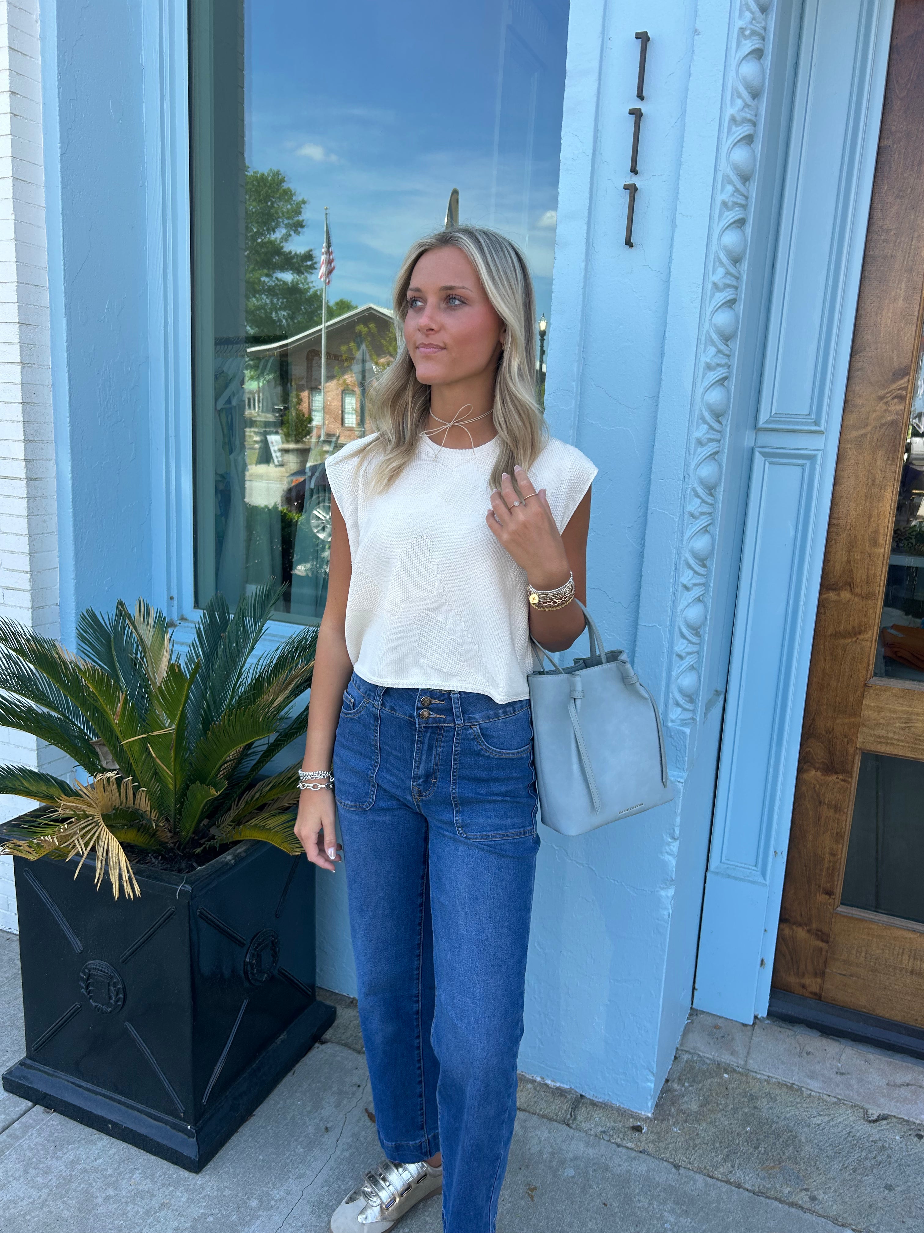 Laura Sleeveless Sweater - Cream