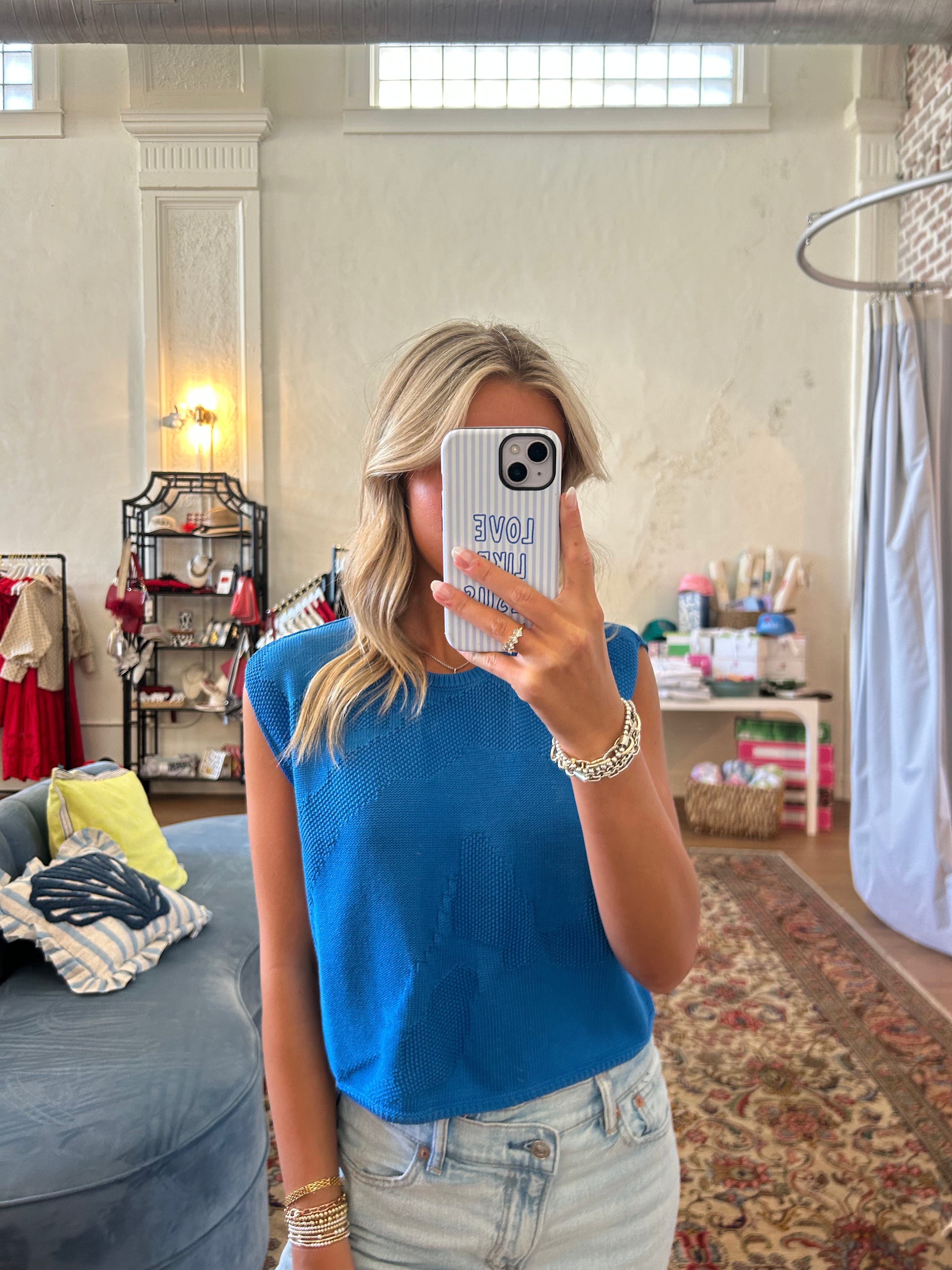 Laura Sleeveless Sweater - Blue