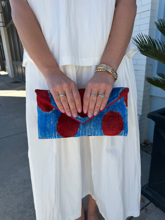 The Merit Clutch - Blue Dots Lily